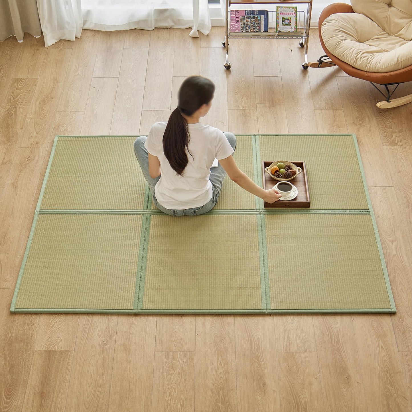 KITBRHOME Natural Rush Grass Floor Tatami Mat,Queen, 79" x 59" x 0.5"