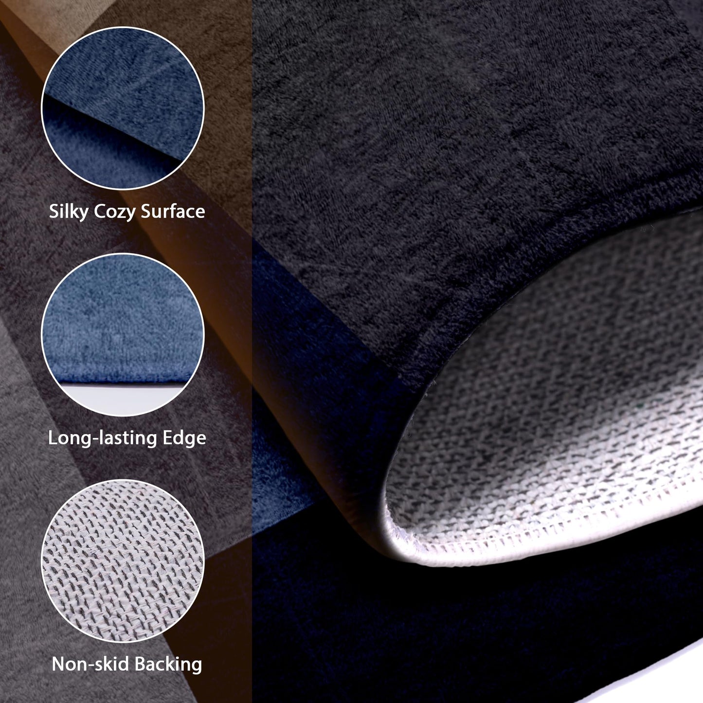 AICLIV Washable Low-Profile Geometric Area Rug, 0.2 inch Thin Abstract Rug Design for Living Room & Bedroom Decor, 5x7 ft Blue Grey Modern Non-Slip Floor Rug