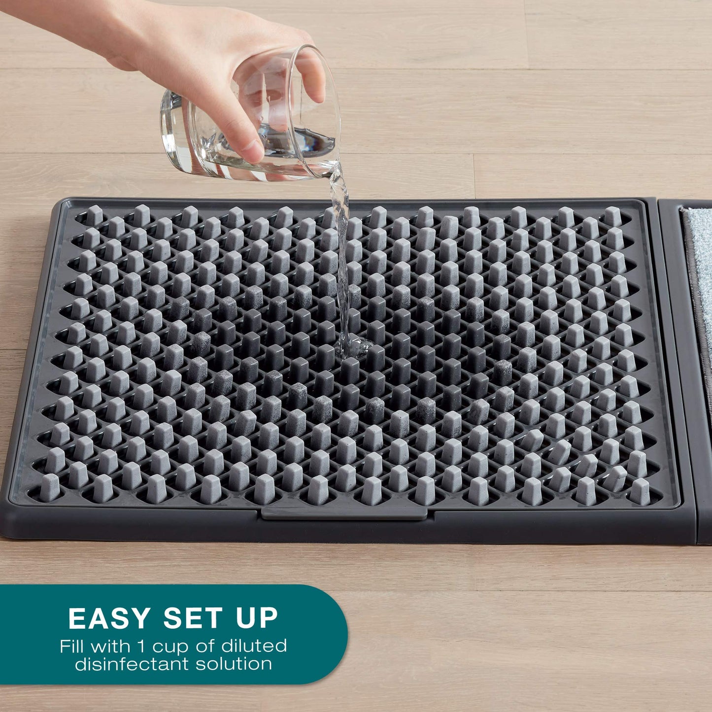 Cleanse My Sole Sanitizing Shoe Door Mat - Disinfecting - Quick 2 Step Cleaning - Durable - Ultra Absorbent - Anti Slip Bottom - Automatic Shoe Sole Cleaner - 17” x 13”