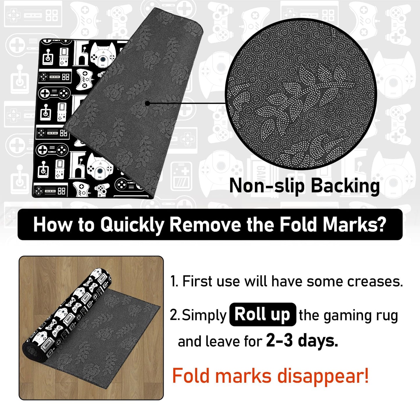 Lacut Game Rug Teen Boys Carpet with Game Controller Decoration, 3D Gaming Rugs for Boy’s Bedroom Living Room Playroom, Non-Slip Gamer Carpet Children Gaming Area Rugs (47" x 31")