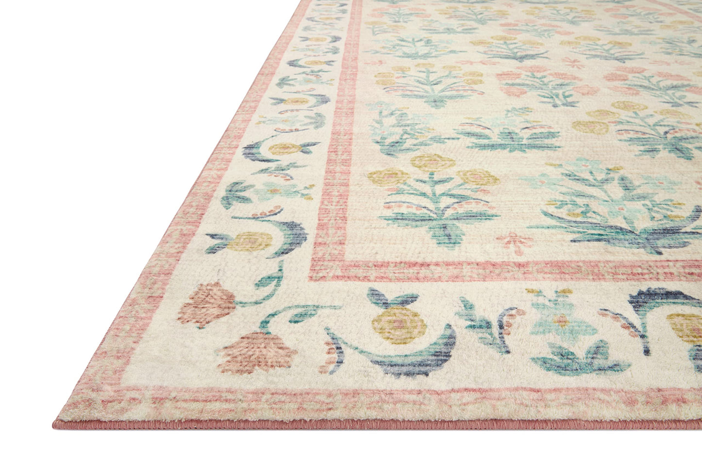Loloi Rifle Paper Co. Eden Collection EDE-01 Mughal Rose Blush 7'-6" x 9'-6" Area Rug feat. CloudPile™