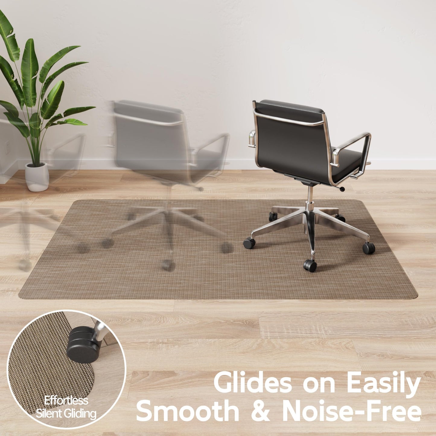 Futurwit Office Chair Mat for Hardwood Floor, 48" x 36" Desk Computer Chair Mats for Hard Wood, Anti-Slip Easy Glide Rolling Floor Protector Mat, Under Desk Mat for Home Office, Dark Brown