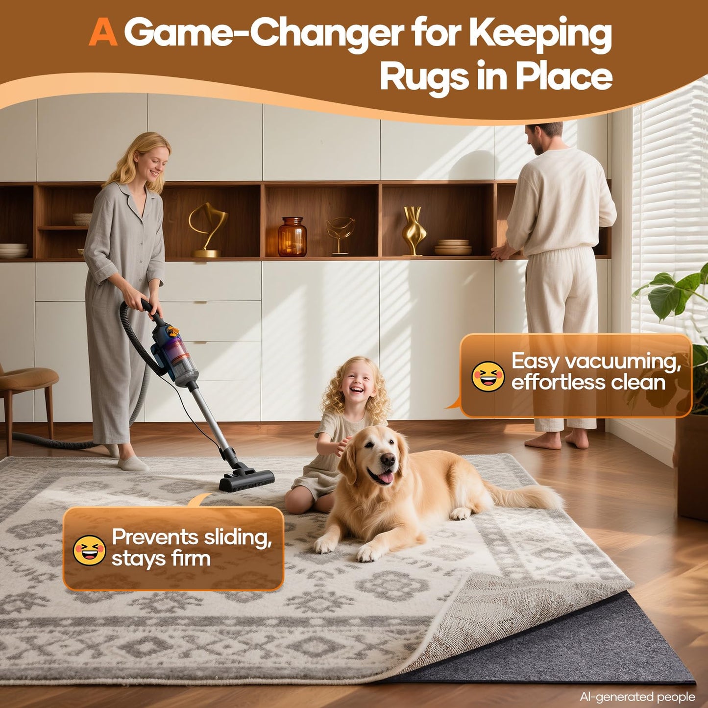 Veken Non Slip Cushioned Rug Pad Gripper 2 x 4 Ft, Felt and Silicone Backing, 1/8 inch Thick Carpet Liner for Hardwood Floors and Finishes, Under Area Rugs Anti Skid Mat, Keep Rugs Safe and in Place