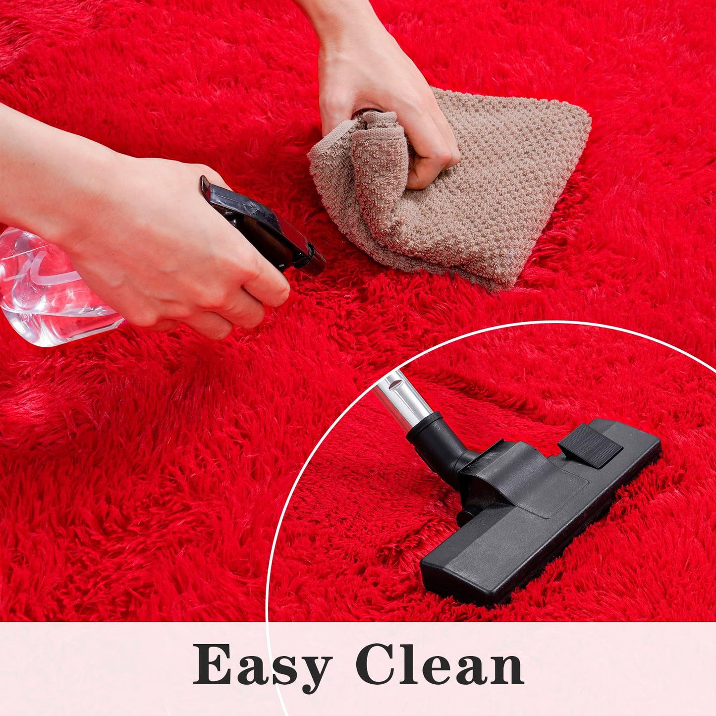 Dssimo Super Fluffy Rug for Bedroom, 4x6 Feet, Modern Shag Red Area Rugs, Soft and Cozy Plush Carpet for Kids,Girls Boys and Teens Decorations for Living Room Dorm Nursery Classroom, Red