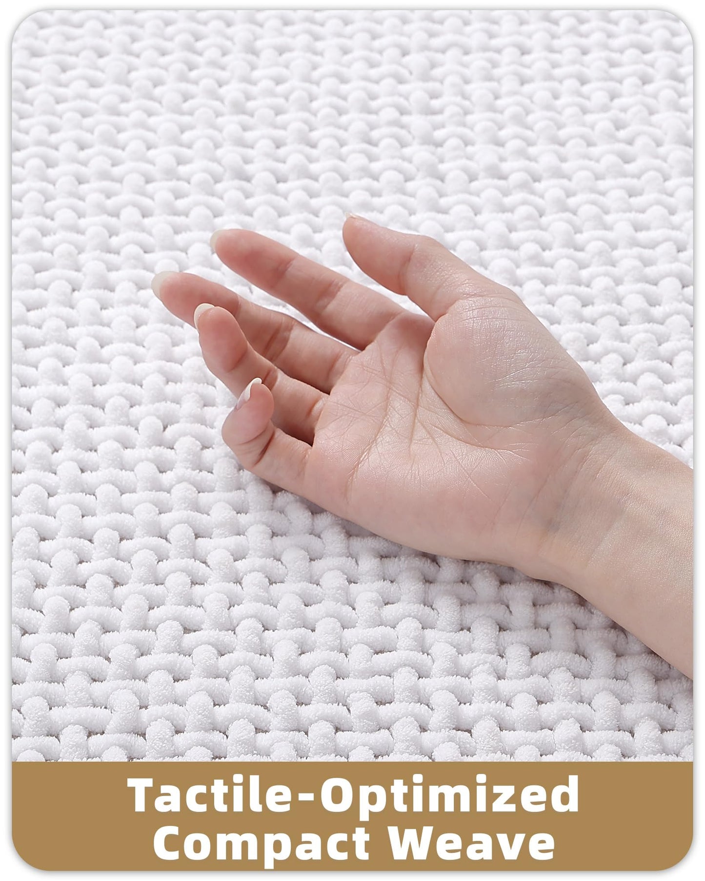 Color&Geometry Chenille Pile Small Bathroom Rugs Upgraded Denser, 16"x24" Non Slip Absorbent White Bath Mats for Bathroom Thin Fit Under Door, Washable Quick Dry
