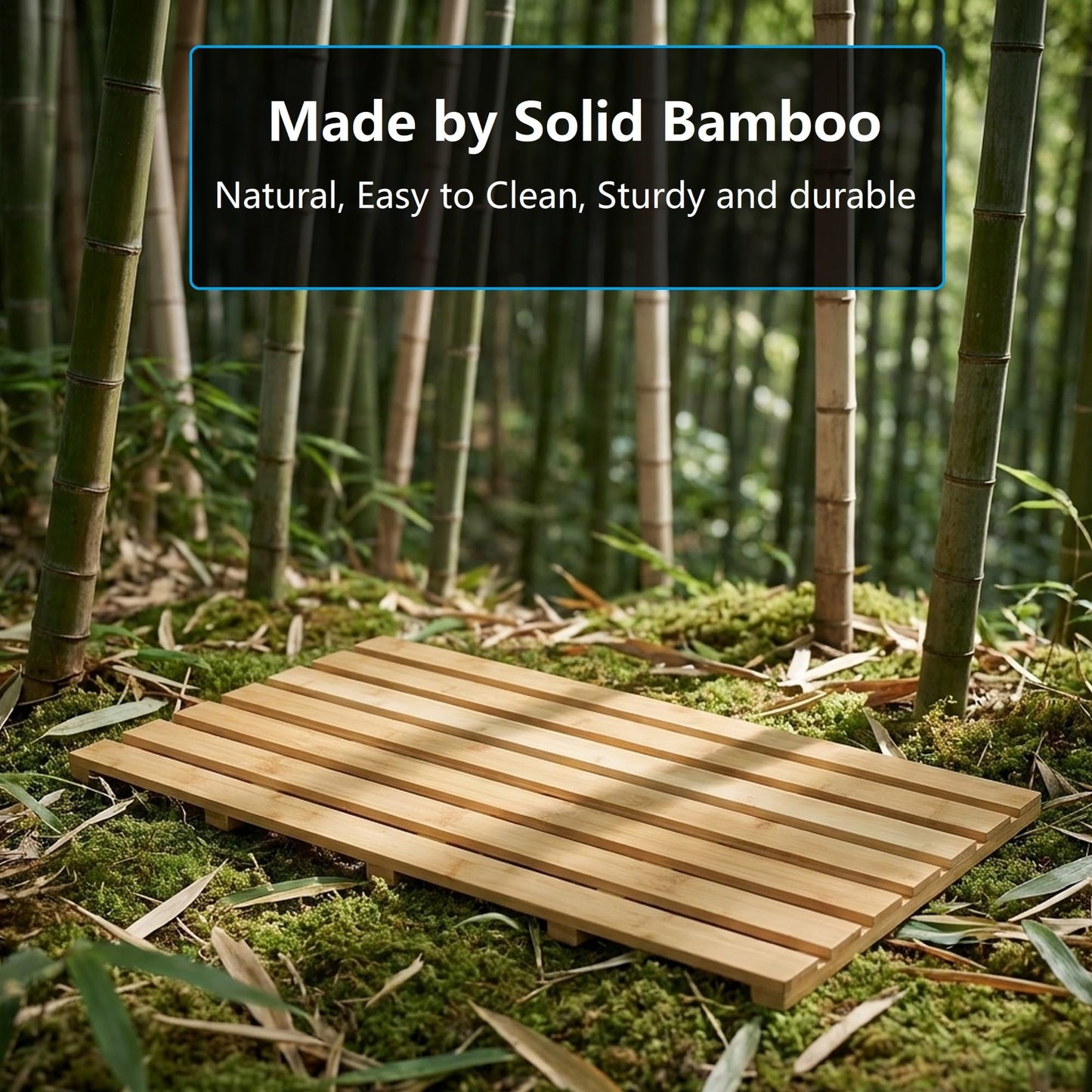 Bamboo Bath Mat for Tub, Non Slip Bath Mat for Shower, Waterproof Wood Bath Mat for Tub, Shower, Swimming Pool, Indoor ＆ Outdoor (21.3"*14.2")