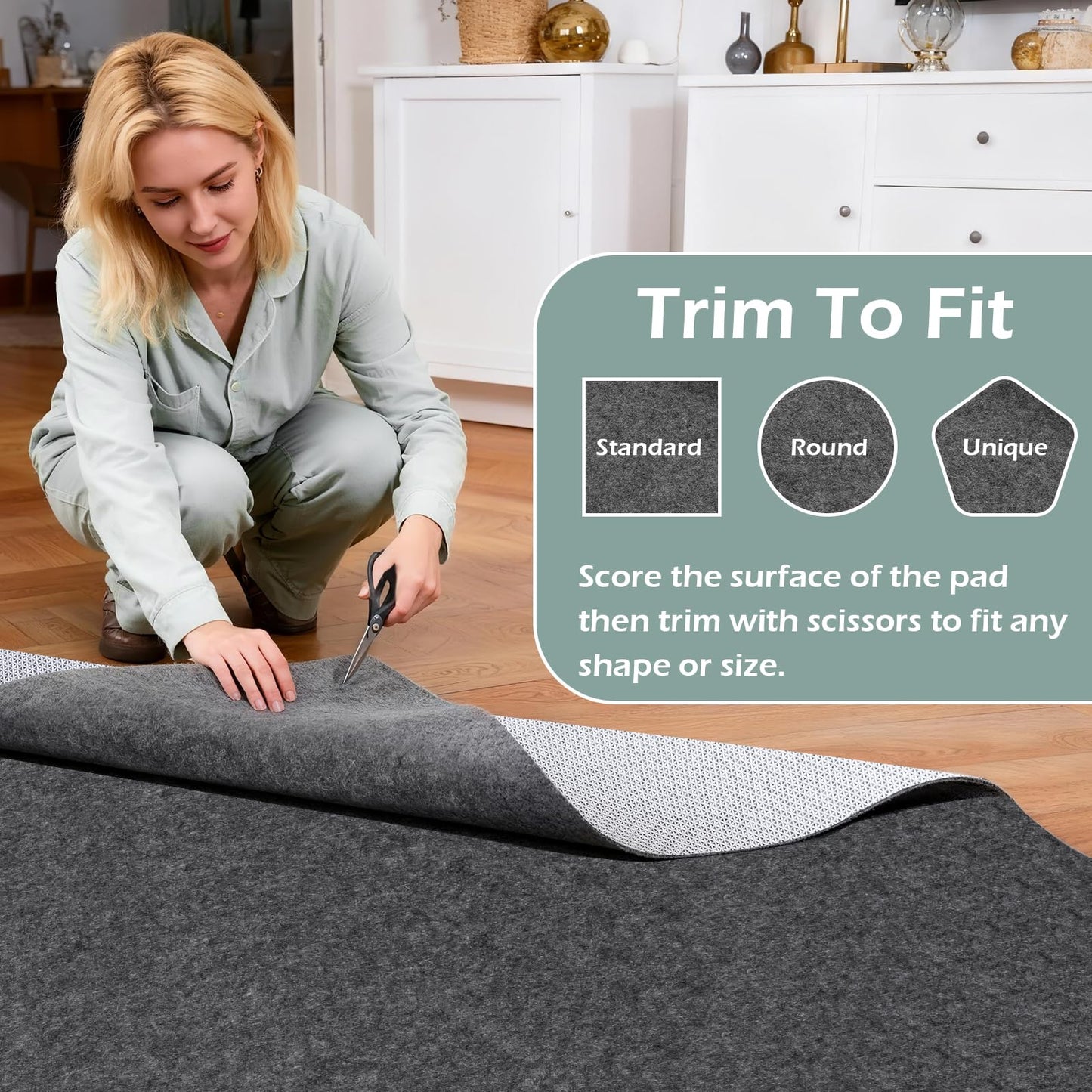 Non-Slip Rug Pads,5x7ft Waterproof Rug Pad,Carpet Pad for Hardwood,Tile,All Floors – Floor Protection,Cushioning, Anti-Slip Grip