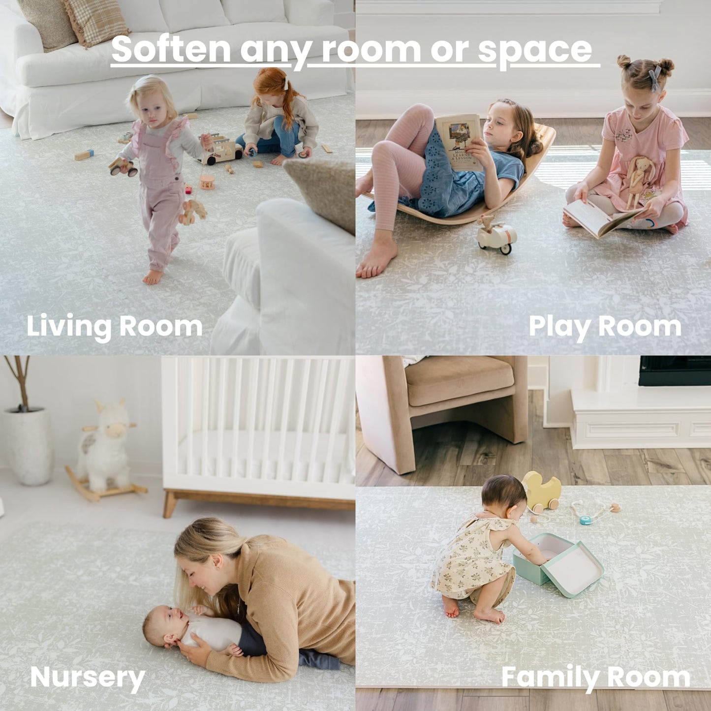 Little Landings Baby Play Mat for Floor - Eden (6x8ft) - Premium EVA Foam Play Mat for Babies & Toddlers (Ages 0-5+) - Non-Toxic Playmat for Tummy Time, Crawling & Playroom - Stylish & Comfortable