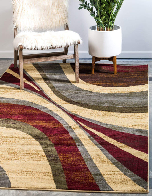 Unique Loom Barista Collection Area Rug - Ngada (4' 1" x 6' 1" Rectangle, Beige/ Red)