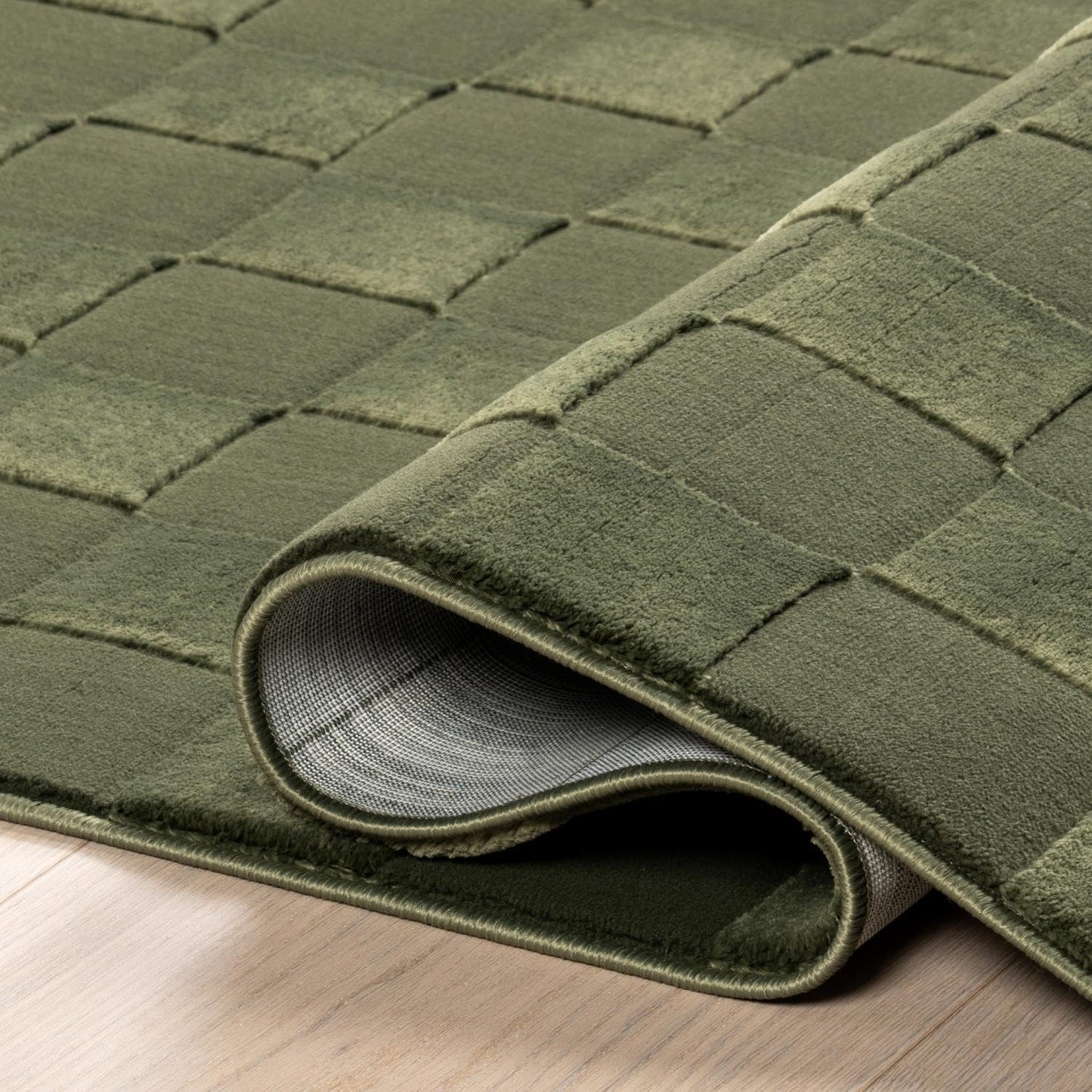Nuloom Alaiya Green, 4' x 6', Checkered, Recycled PET, Soft and Cozy, High Traffic, Stain Resistant, Durable, Washable Area Rug for Bedroom, Living Room, Dining Space, Den, Foyer, Entryway