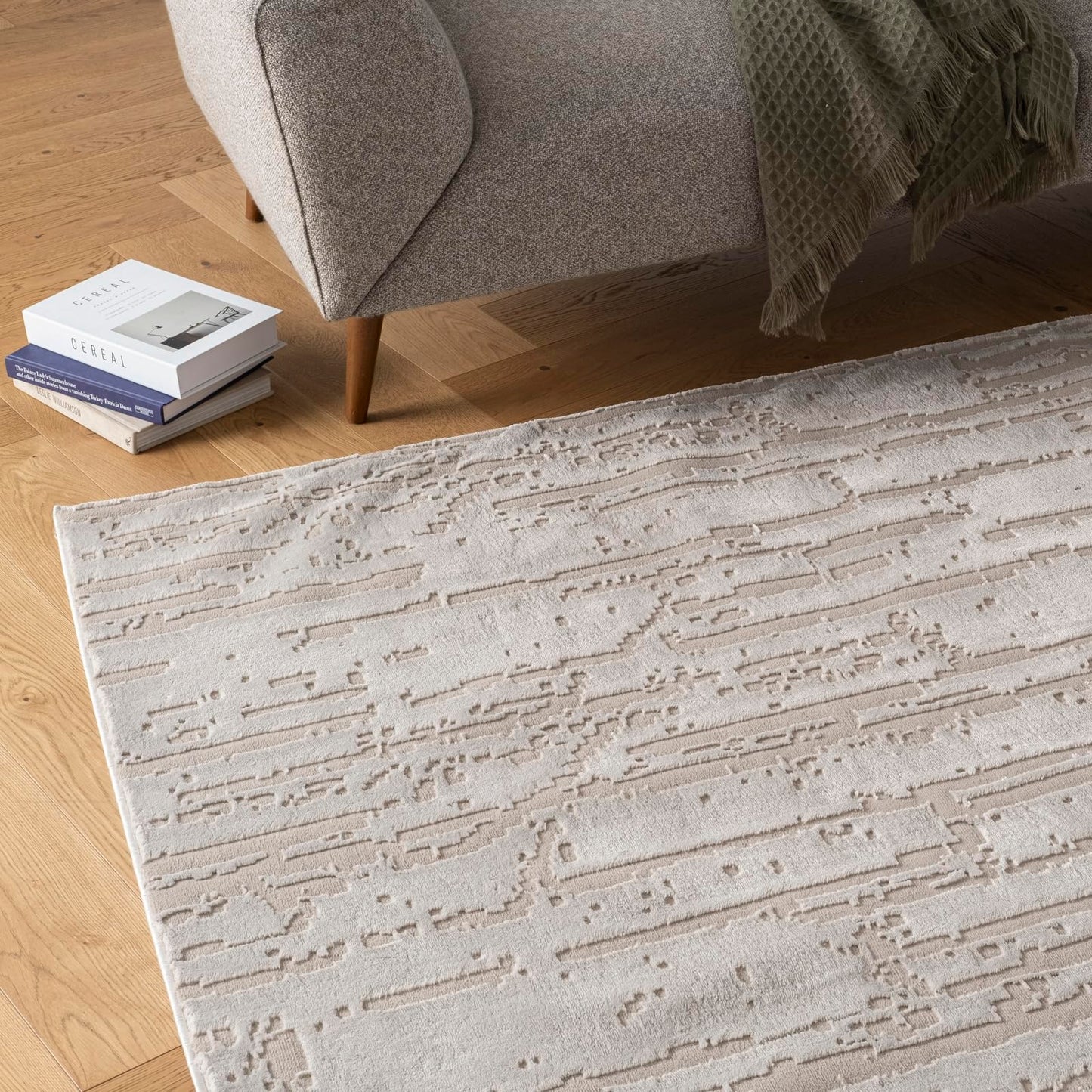 Revival Rugs Ebb 5'x8' Area Rugs for Living Room Bedroom Dining Room - Washable, 100% Recycled, Oeko-TEX Certified, Modern, Medium Pile, Taupe