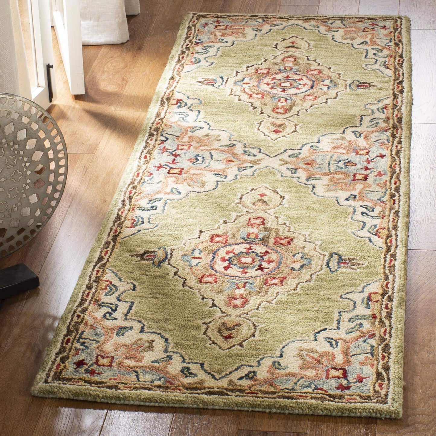 SAFAVIEH Aspen Collection Runner Rug - 2'3" x 8', Sage & Brown, Handmade Boho Medallion Wool, Ideal for High Traffic Areas in Living Room, Bedroom (APN506A)