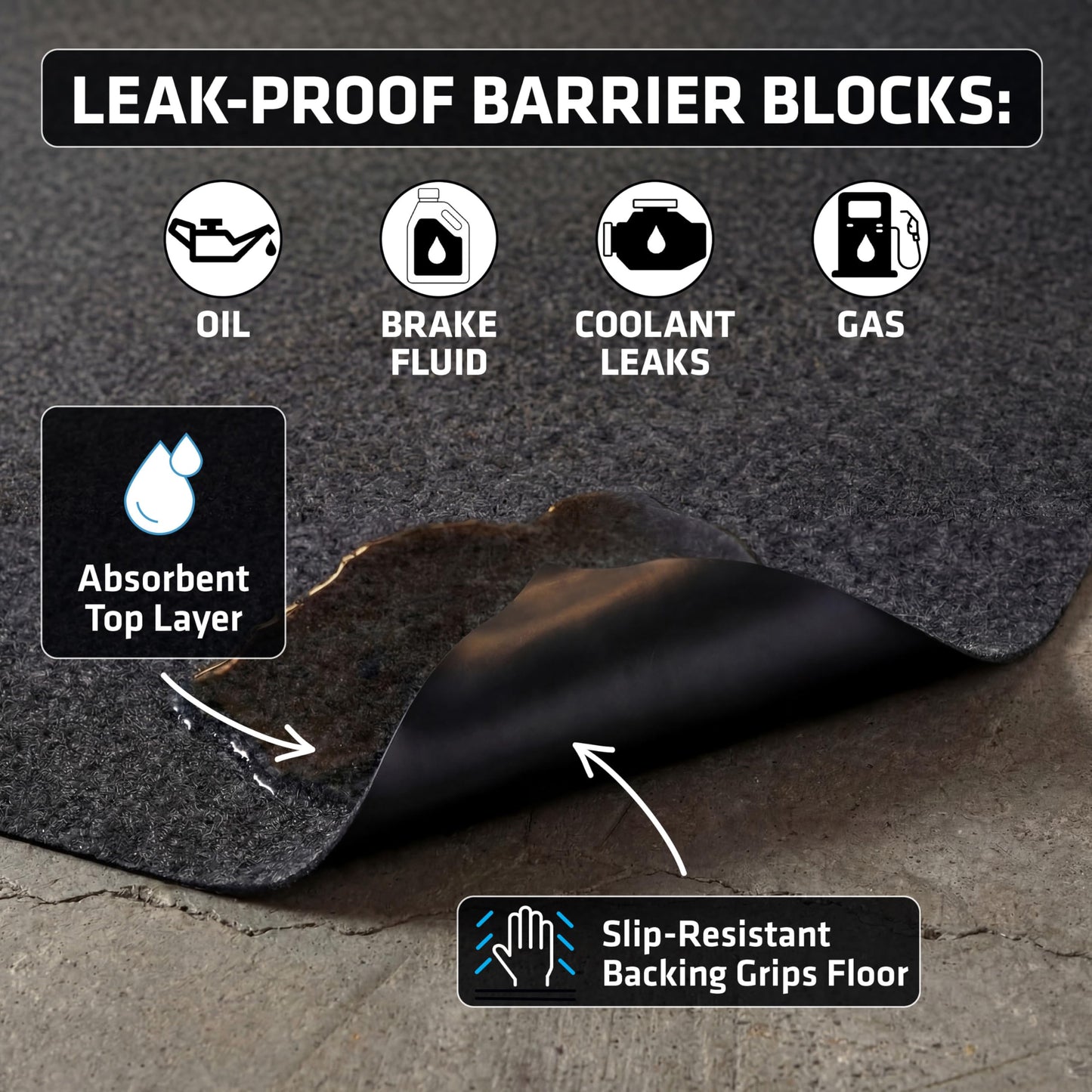 Armor All Garage Floor Mat (20' x 7'4"), Waterproof Garage Flooring, Absorbent, Premium Oil Spill Resistant Garage Pad, Durable, Protects Surfaces (Includes Double Sided Tape) (USA Made)