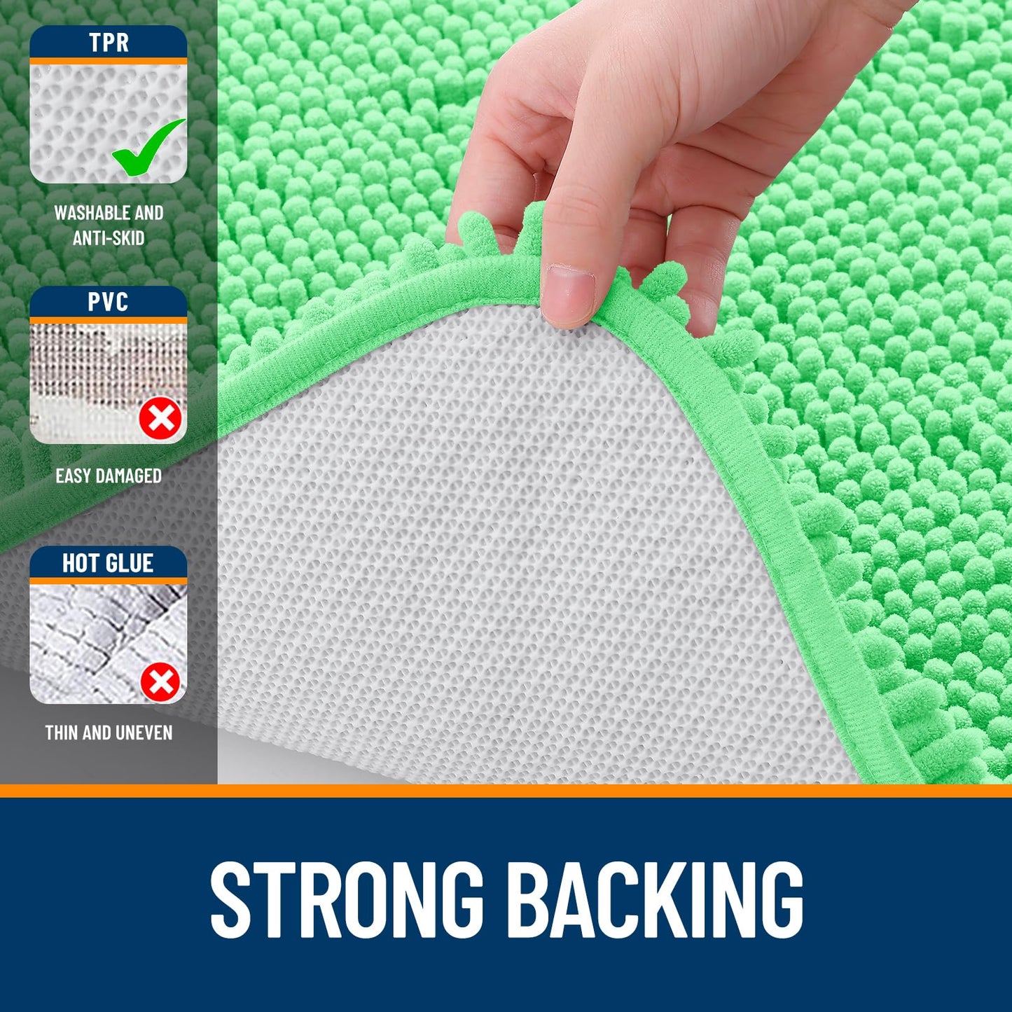 OLANLY Bathroom Rugs 36x24, Extra Soft Absorbent Chenille Bath Rugs, Rubber Backing Quick Dry, Machine Washable Bath Mats for Bathroom Floor, Tub and Shower, Home Decor Accessories, Mint Green