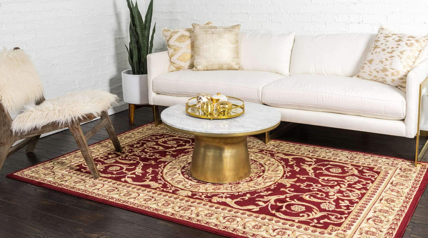 Unique Loom Versailles Collection Traditional Classic Medallion Floral Motif Area Rug (3' 3 x 5' 3 Rectangular, Burgundy/ Ivory)