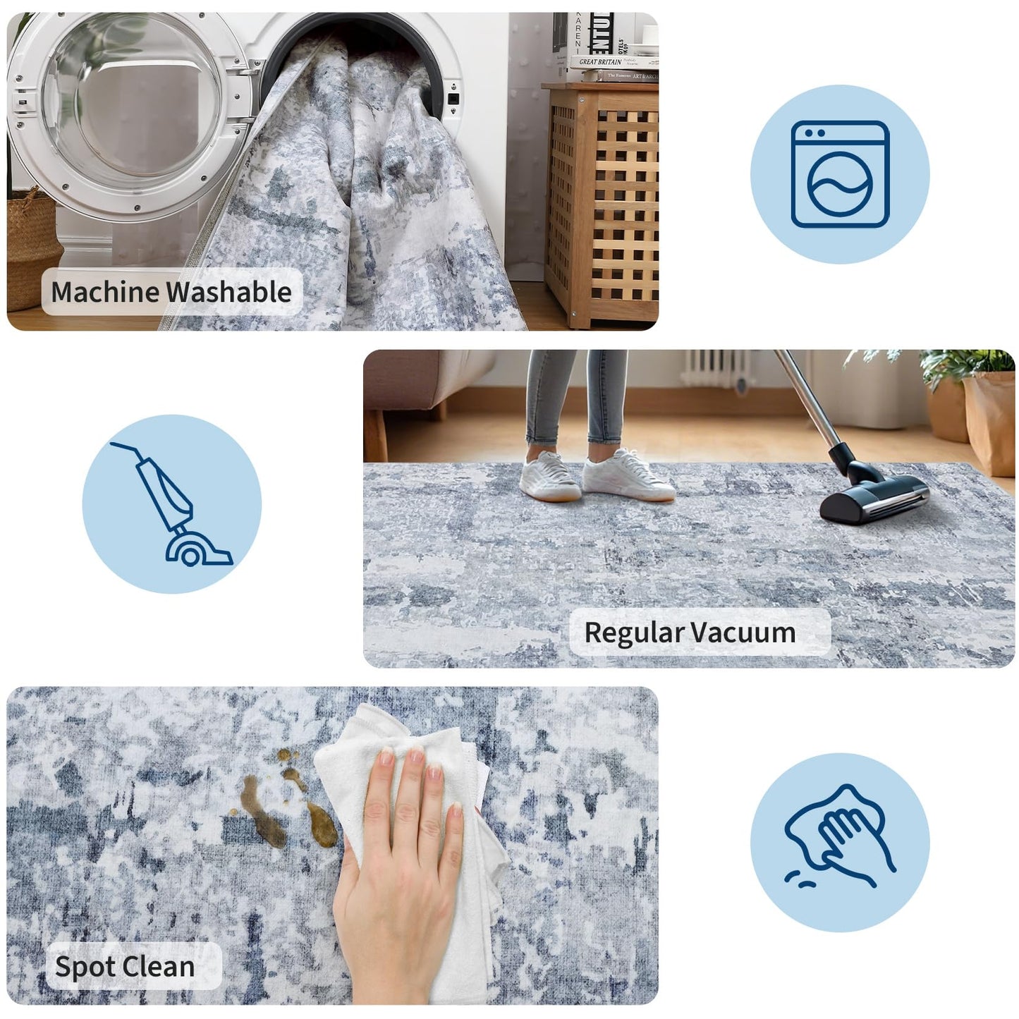 GarveeHome Large Area Rugs 10x14 for Living Room, Abstract Washable Rug Modern Non Slip Floor Mat Carpet Indoor Thin Accent Rug for Bedroom Dining Room Playroom Nursery Home Decor