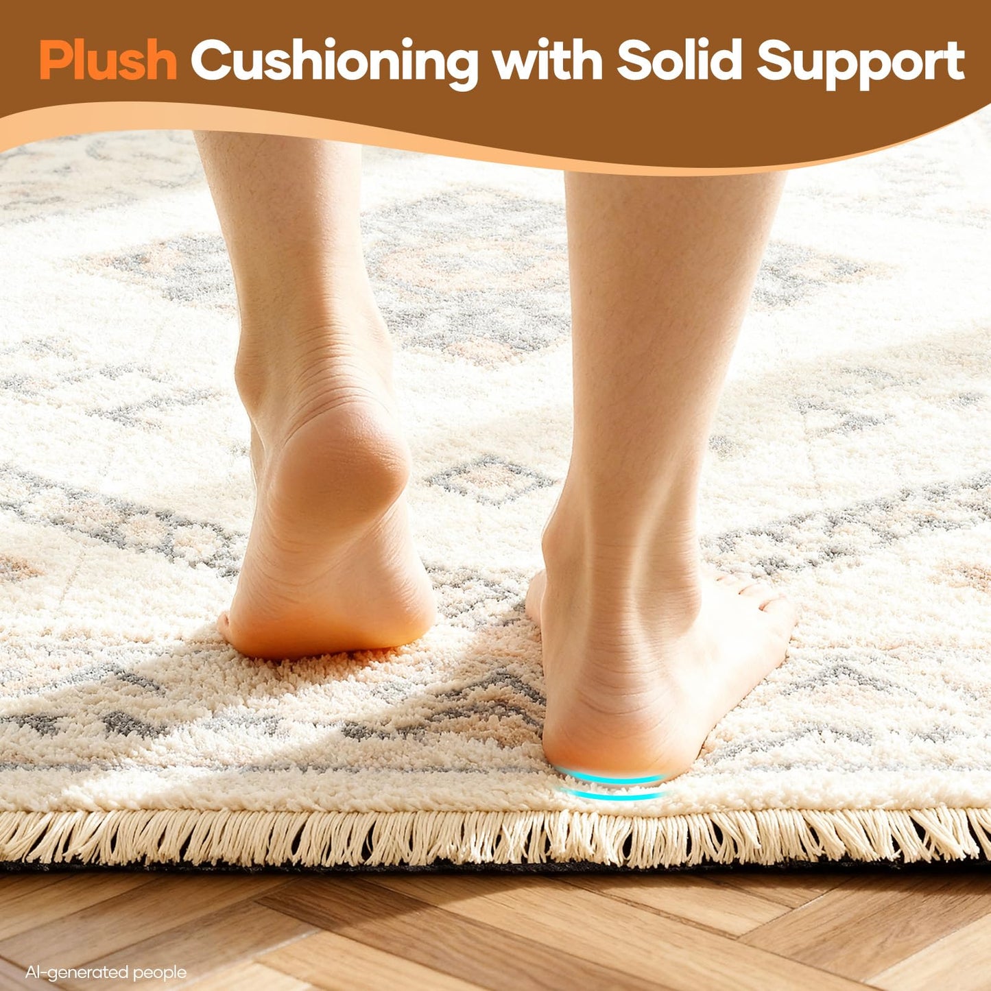 Veken Non Slip Cushioned Rug Pad Gripper, Felt and Silicone Backing, Carpet Liner for Hardwood Floors and Finishes, Under Area Rugs Anti Skid Mat, Keep Rugs Safe and in Place, 2 x 3 Ft 1/8 inch Thick
