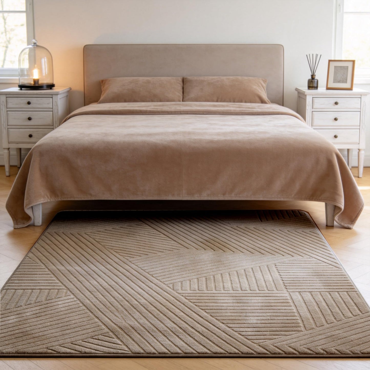 ZVFFDG Brown 5x7 Geometric Area Rug - Modern Geometric High-Low Pile Rugs for Living Room Bedroom, Washable Non-Slip, Textured Indoor Rugs for Nursery, Kids Room, Home Office