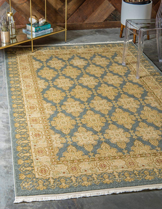 Unique Loom Edinburgh Collection Area Rug - Zinnia (3' 3" x 5' 3" Rectangle, Blue/ Beige)