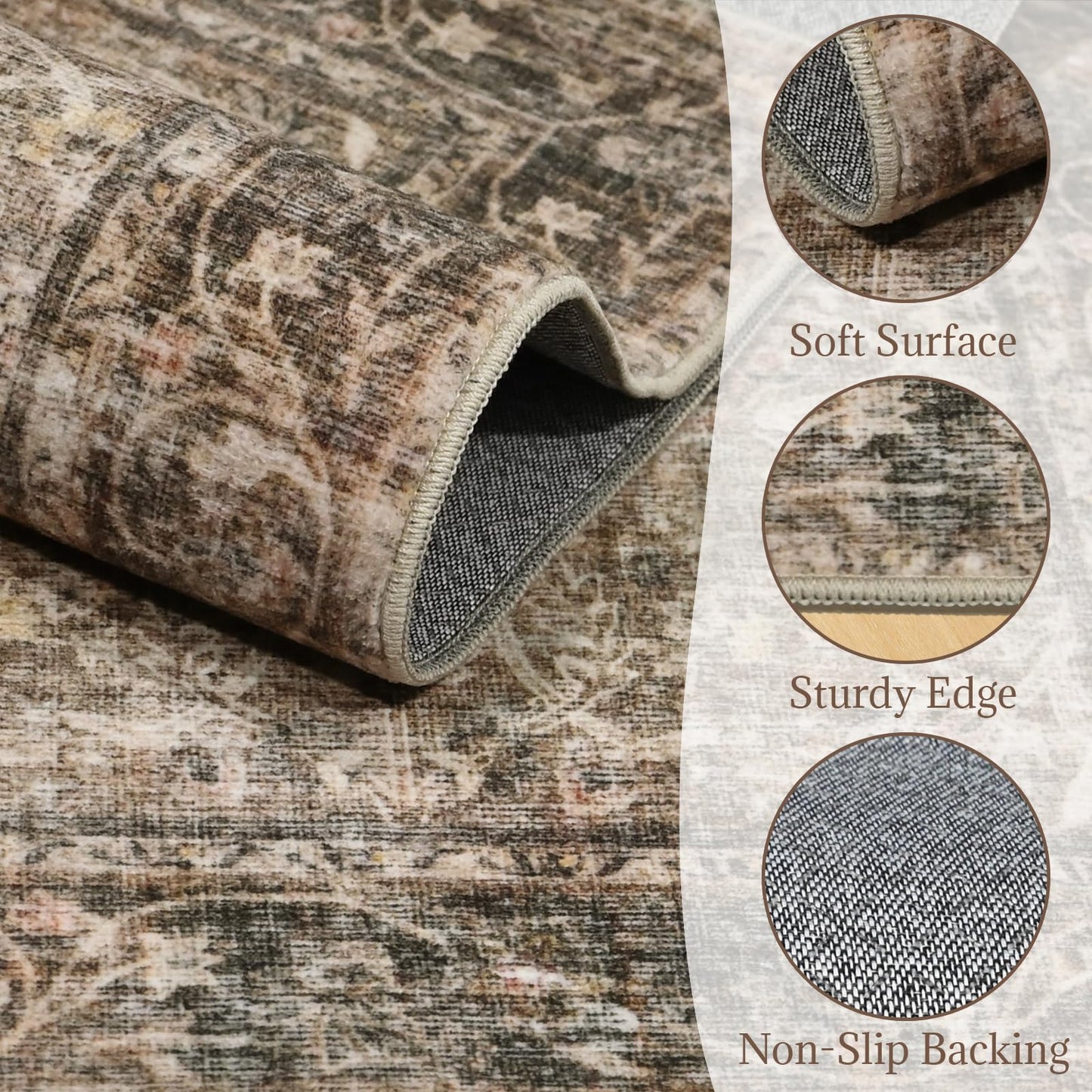 NoiFamo Machine Washable Entryway Small Area Rugs: Soft Non-Slip Low Pile Door Mat Indoor Entrance 2x3 ThrowRug for High-Traffic Areas Kitchen, Hallway, Farmhouse Decor