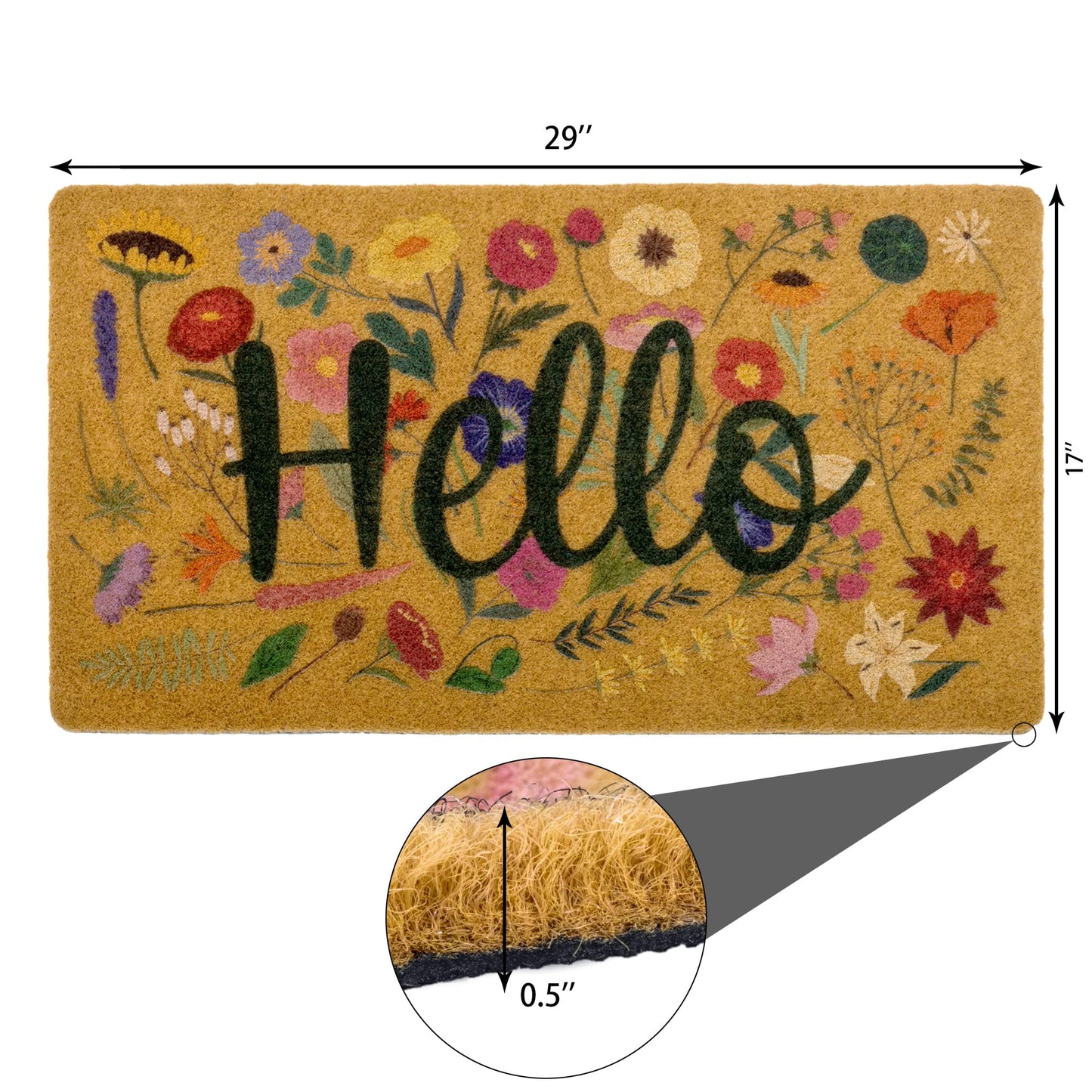 Eohak Spring Welcome Door Mats with Non-Slip Backing Flower Seasonal Door Mat for Farmhouse Door Mat Decoration 17 x 29 Inch