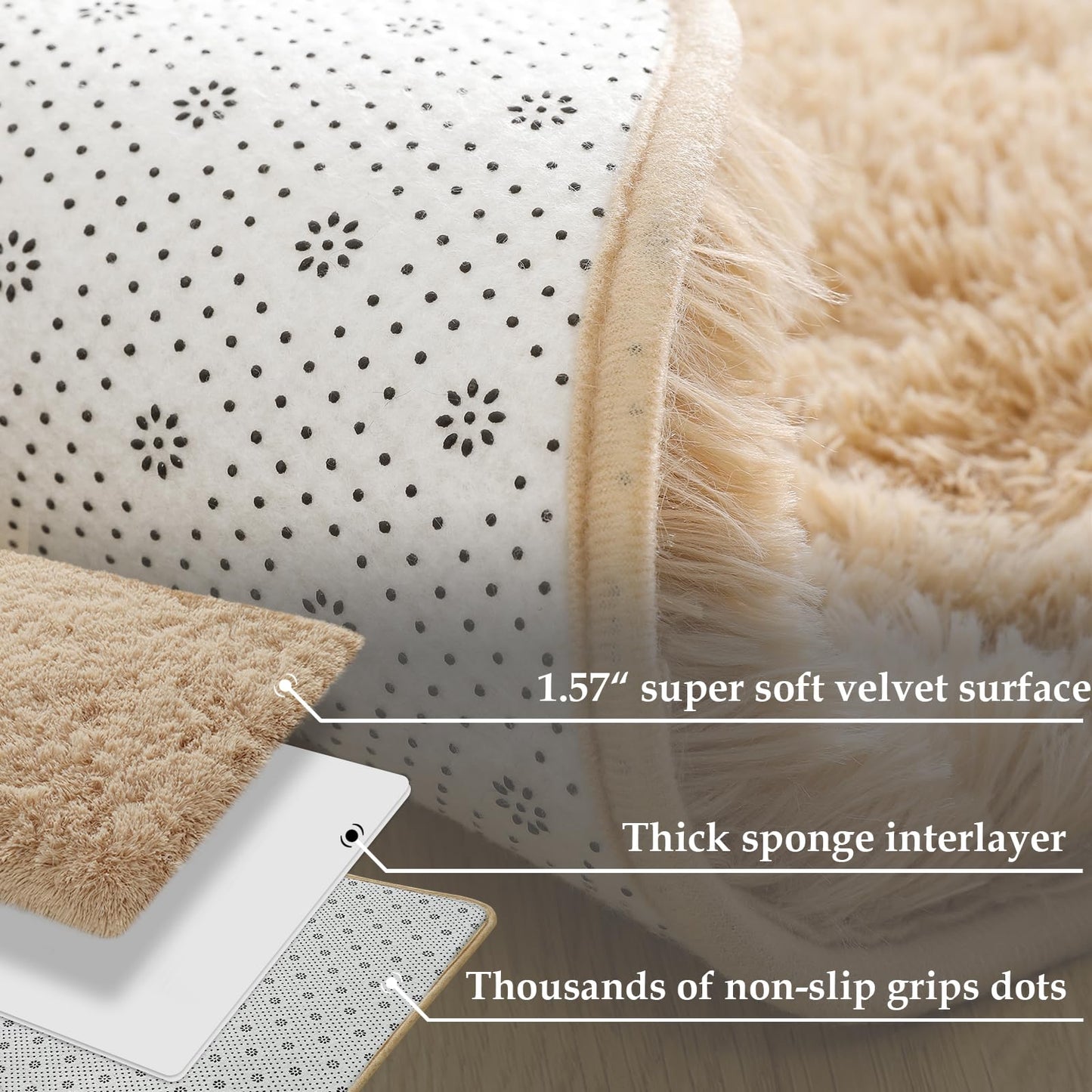Merelax Soft Fluffy Rugs for Living Room, 2x6 Hallway Runner Rugs Plush Fuzzy Bedroom Rug, Furry Shaggy Area Rug Indoor Accent Floor Carpet for Bedside Dorm Nursery Kids Room Decor, Beige