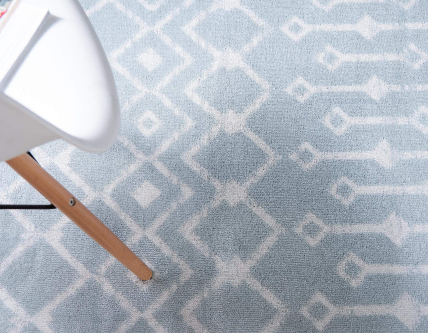 Rugs.com Geometric Kasbah Trellis Collection Rug – 3' X 5' Light Blue Low Pile Rug Perfect for Living Rooms, Large Dining Rooms, Open Floorplans
