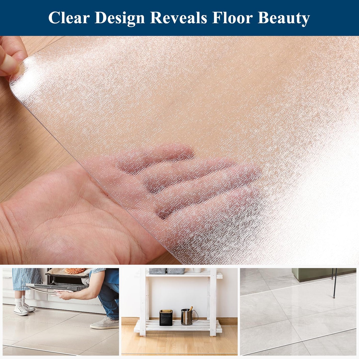 FURKIT Clear Runner Rug for Hallway, 2'x6' No Slip Waterproof Kitchen Standing Floor Mat for High Traffic, Vinyl Indoor Outdoor Entryway Area Rug for Laundry, Bedroom, Living Room