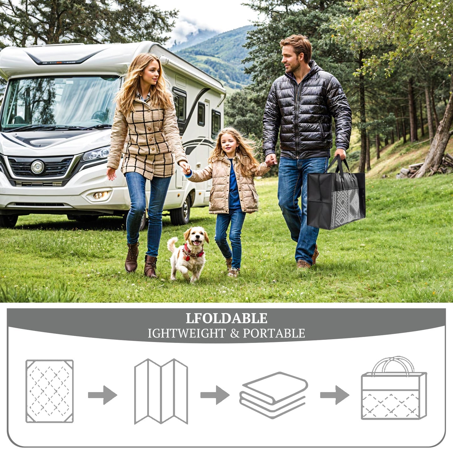 Waterproof Outdoor Rug 8x10 ft, Reversible Plastic Straw Patio Camping Rugs, Outdoor Indoor RV Mat Carpet for Patio, Outside Entry, Backyard, Deck, Bench, Picnic, Camper(8x10,Gray&White)