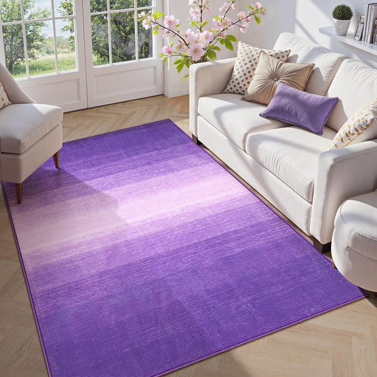 Wonnitar Washable 3x5 Purple Rugs for Bedroom, Modern Non-Slip Soft Nursery Area Rugs, Non-Shedding Ombre Low Pile Bathroom Throw Mat, Floor Carpet for Kitchen Dorm Playroom (Purple, 3'x5')