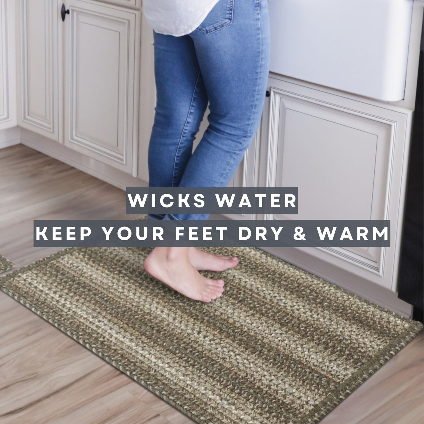 Homespice Chicory Braided Entryway Rugs with Rubber Backing 17"x47" - Rectangle, Brown - Made with Durable Polypropylene - Waterproof, Stain Resistant and Washable