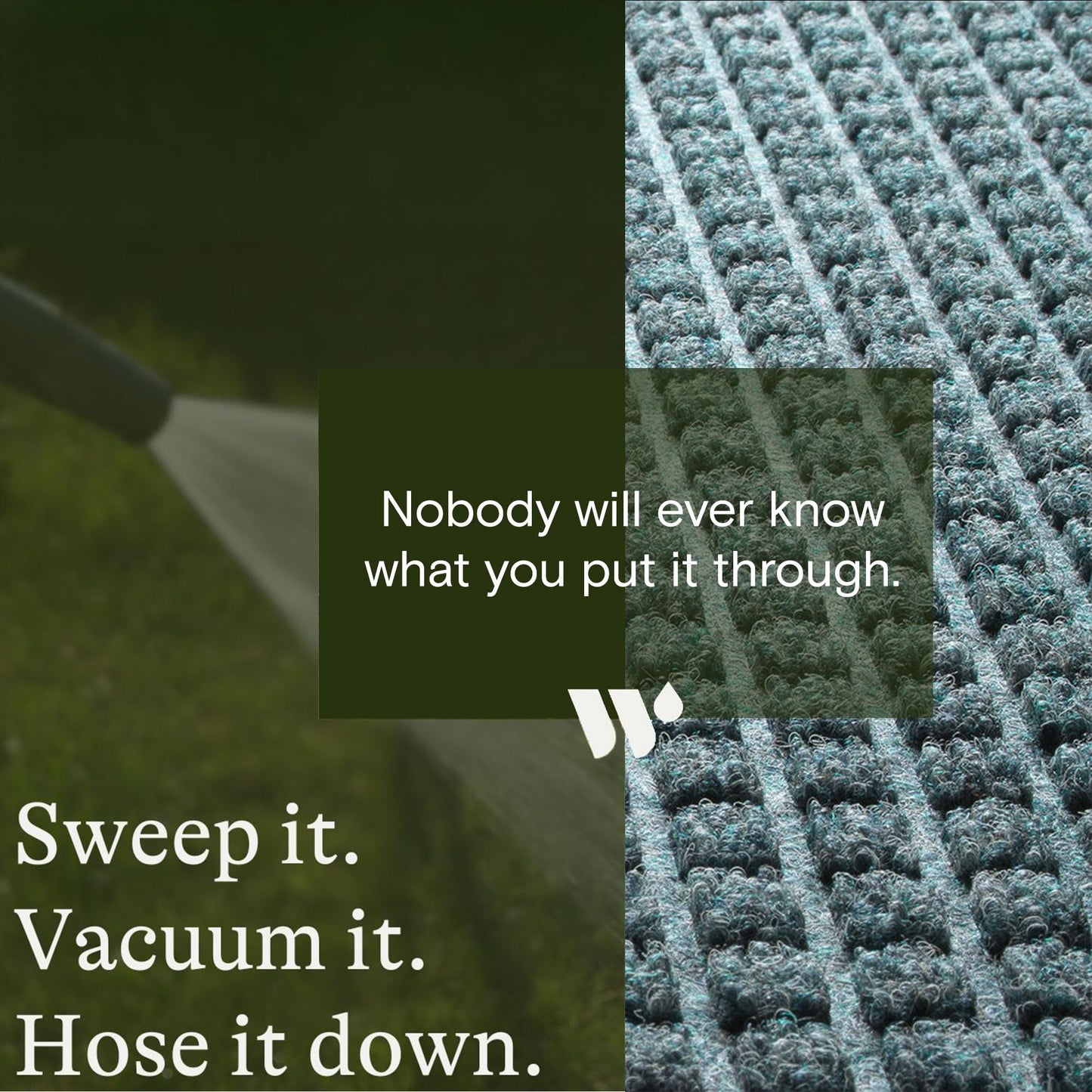 WaterHog Squares Front Door Mat Indoor Outdoor Entrance, Absorbent All-Weather Doormat with Non-Slip Rubber Backing, Dirt & Moisture Trapper, Low Profile, Easy Clean, Made in USA, 23"x35.5" Bluestone