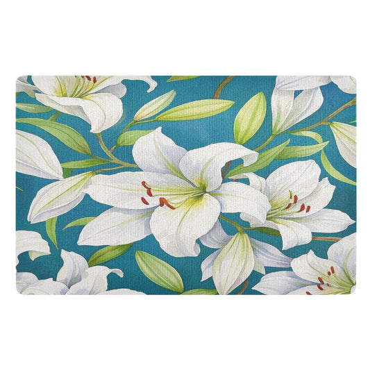 ALAZA Doormat Watercolor Lilies Front Door Mat, Indoor Outdoor Floor Mats for Entrance, Non-Slip Welcome Mat 20x32 inch
