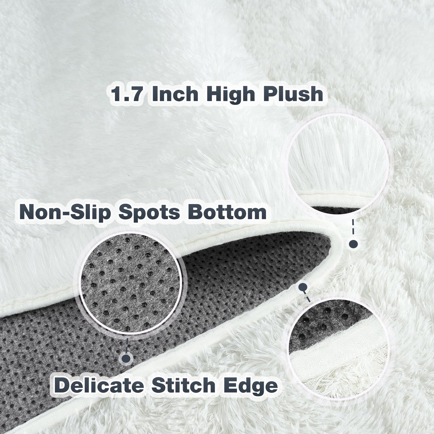 Large 8x10 Area Rugs for Living Room, Cream White Soft Shag Rug for Bedroom, Non-Slip Ultra Fluffy Rug, Modern Plush Carpet for Girls Boys Kids Room Dorm, Fuzzy Rug for Home Decor Aesthetic