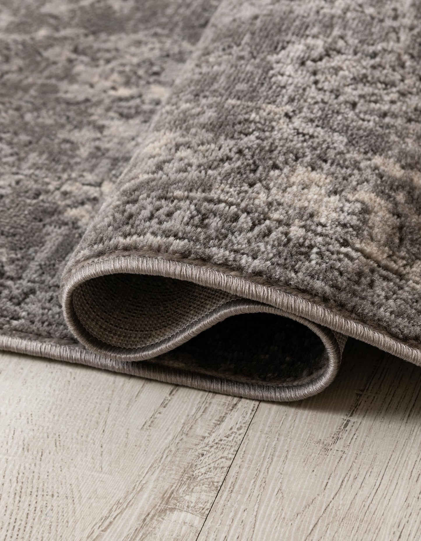 Rugs.com Oregon Collection Rug – 8 Ft Runner Gray Low-Pile Rug Perfect for Hallways, Entryways