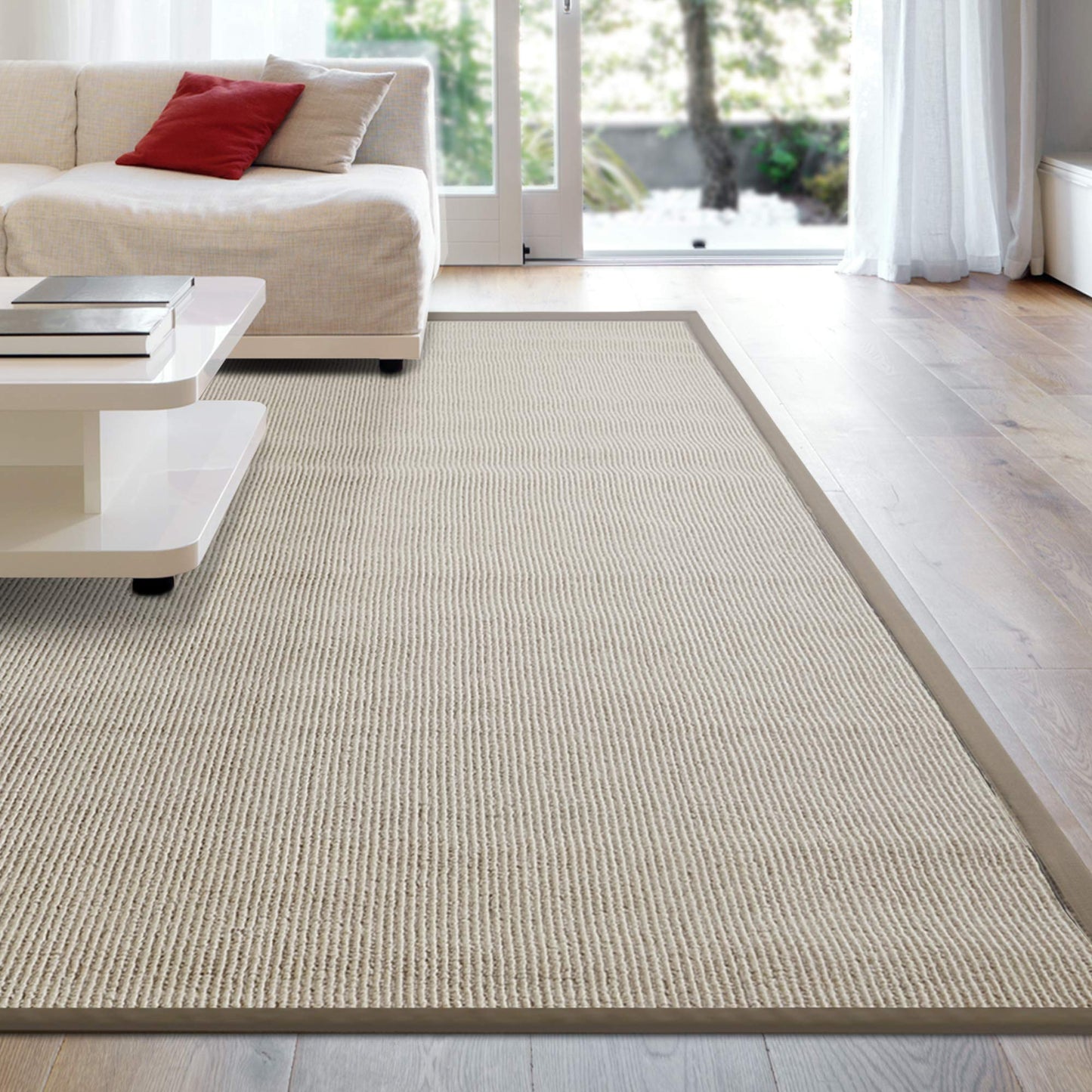 iCustomRug Synthetic Sisal Area Rug, Softer Than Natural Sisal Rug, Stain Resistant & Easy to Clean in Beige 4ft x 6ft