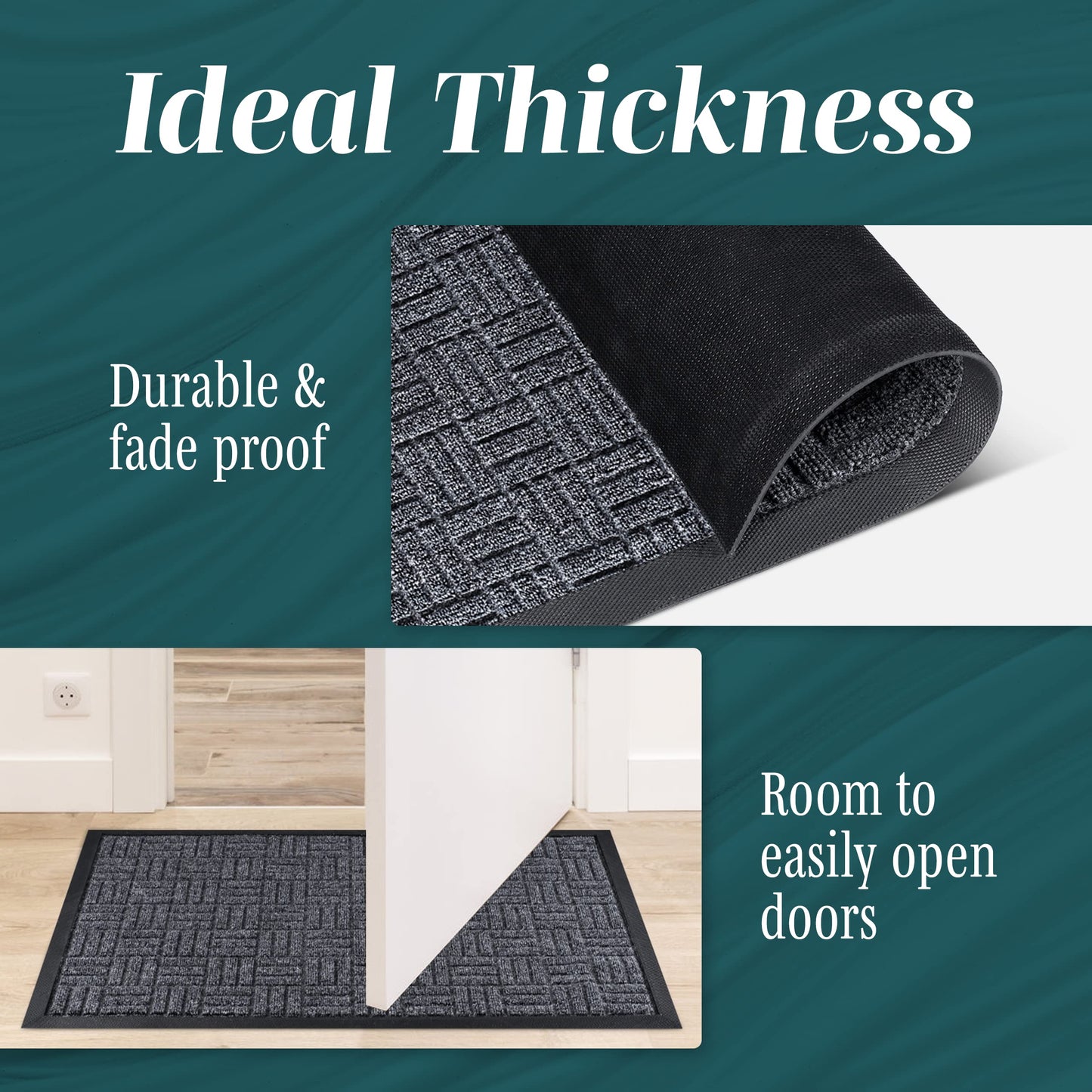 Front Door Mats, 2 Pc Set, 29.5 x 17, All Weather Entry and Back Yard, Indoor and Outdoor Safe, Slip Resistant Rubber Backing, Absorbent and Waterproof, Dirt Trapping Rugs for Entryway