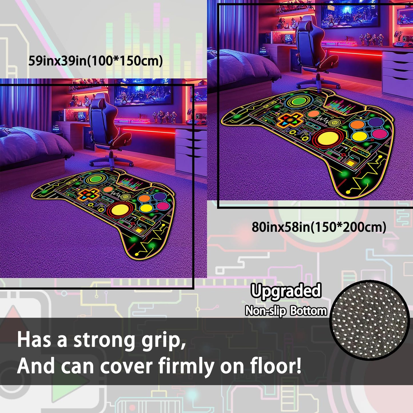 Gaming Area Rugs for Boys 3x5 Feet - Game Room Decor Rug Gamer Rug Teen Bedroom Carpet Gaming Chair Floor Mat Bedroom Decor for Boys Kids Teen