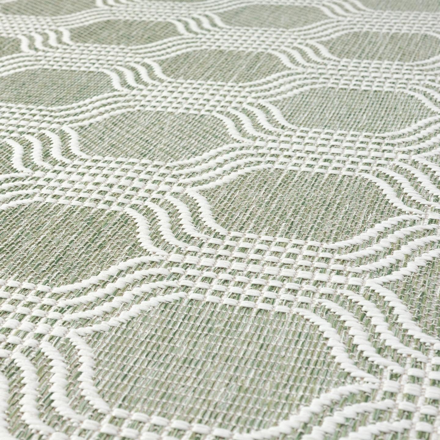 LUXE WEAVERS Moroccan Geometric Trellis Green 5x7 Area Rug, Outdoor Low Pile Carpet