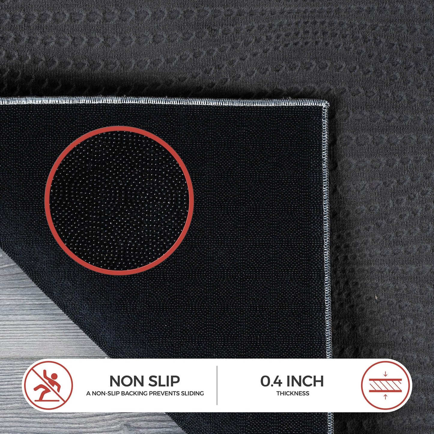 Luul Home Modern Dark Gray Non Slip Rug Solid 8x10 Non Skid Soft Rubber Back Area Rugs for Living Room Kitchen Bedroom Bathroom Dining Room Easy Cleaning Stain Resistant Non Shedding Carpet 8 x 10