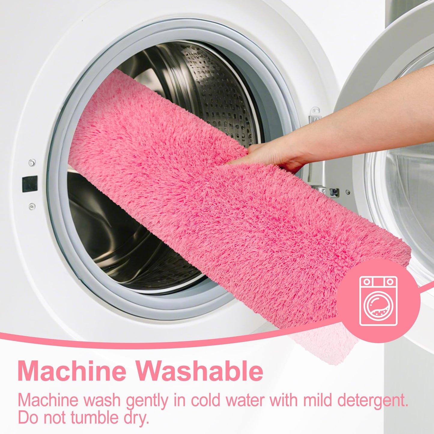 MondayRug Bathroom Rugs Non Slip 24"x16", Absorbent Bath Mats Quick Dry, Shaggy Microfiber Bath Rugs, Extra Soft Plush, Machine Washable Bath Mats for Bathroom Floor, Tub and Shower, Pink
