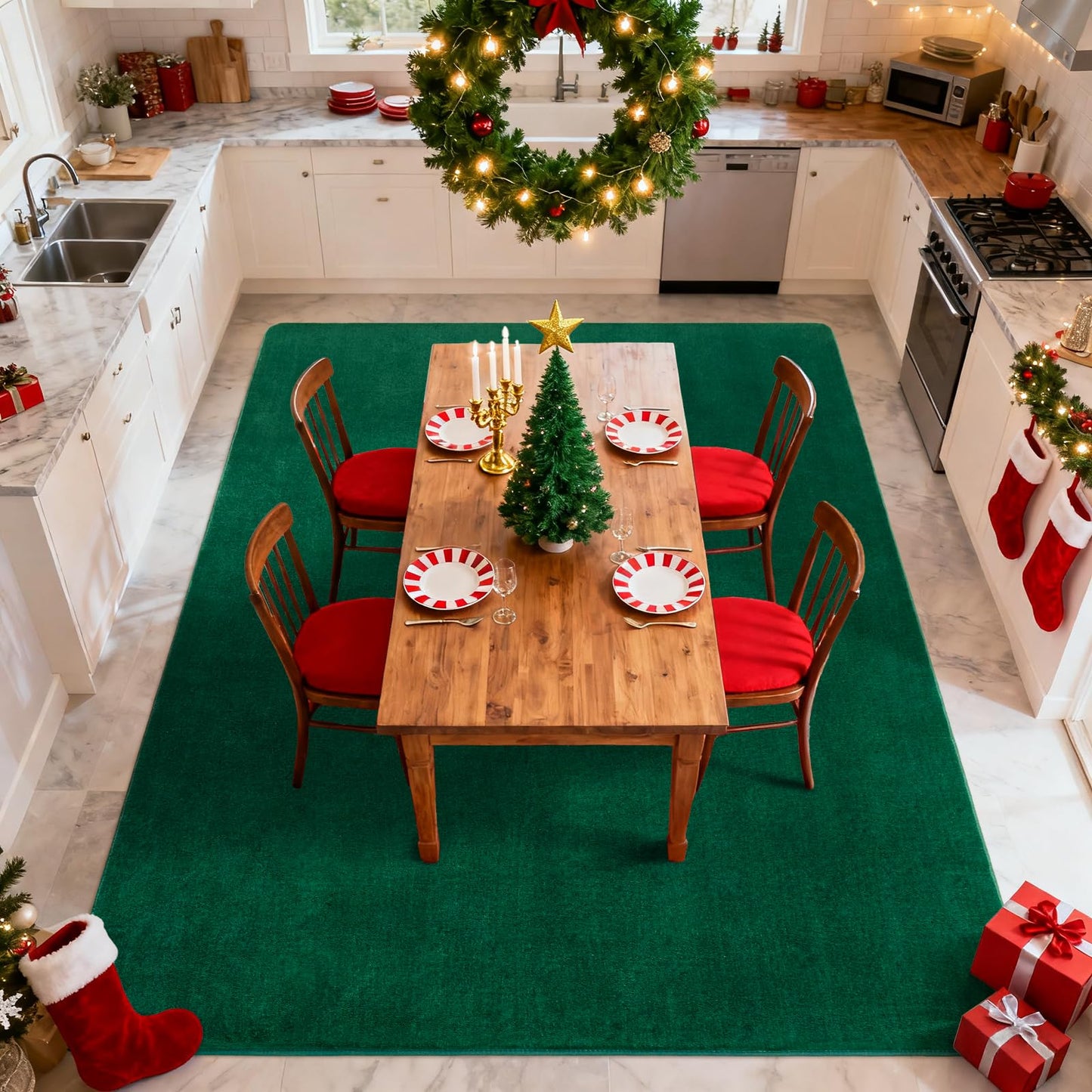 Andecor Shag Living Room Area Rug, 6x9 Green Washable Fuzzy Bedroom Rugs, Soft Fluffy Indoor Carpets for Dorm Boys Girls Kids Room Nursery Home Decorations