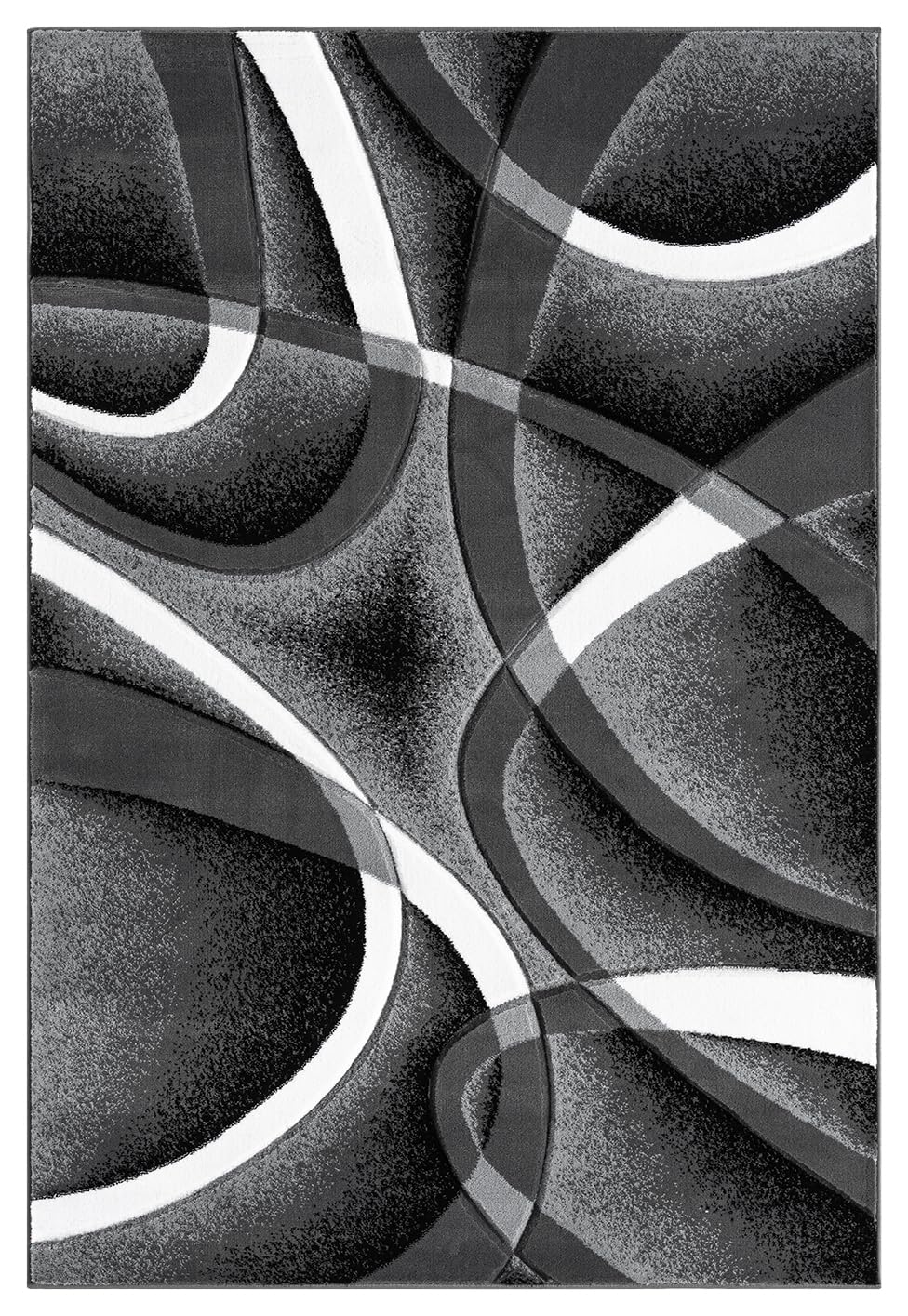 Modern Abstract Area Rug Hand Carved Contemporary Geometric Vibrant Colors Carpet for Living Room Bedroom Design PR1001 (Grey, 5' x 7')