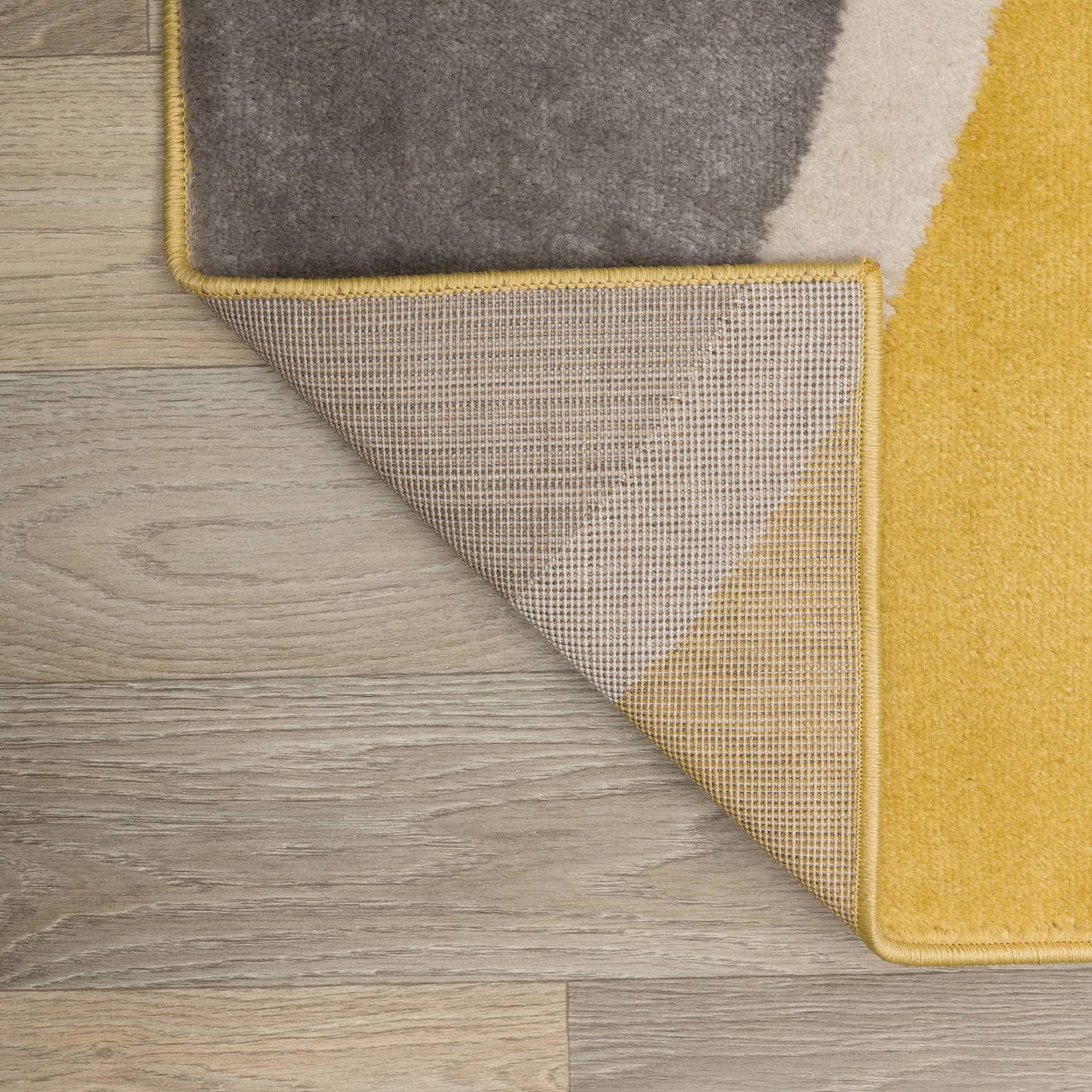 Rugshop Contemporary Abstract Circles Round Rug, Carpet with Jute Backing for Dining Room, Living Room, or Breakfast Nook, Yellow, 6'6" Round