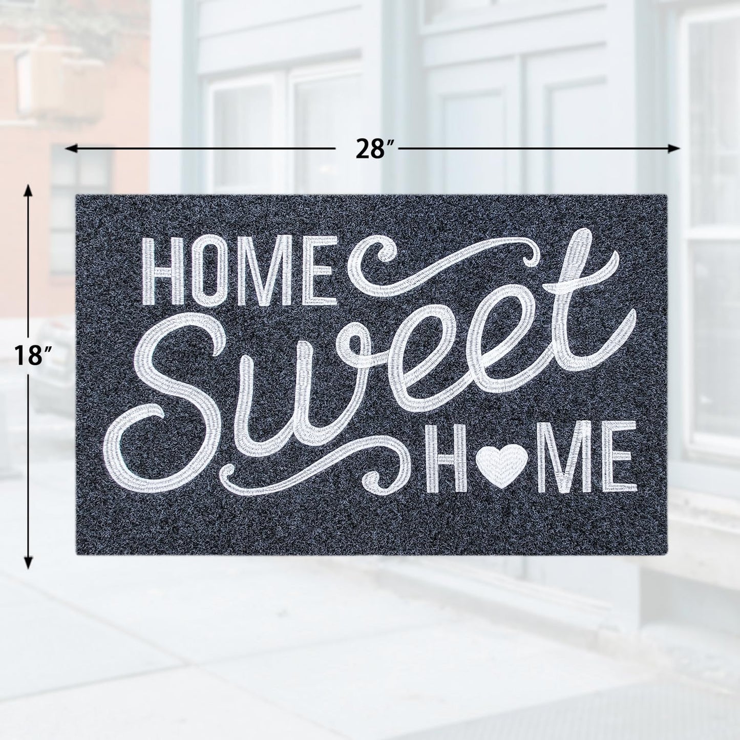 AAZZKANG Front Door Mat Non Slip Welcome Mats Outdoor Indoor Home Sweet Home Doormat with Rubber Backing Easy to Clean Low Profile for Entrance Home Office Porch Grey