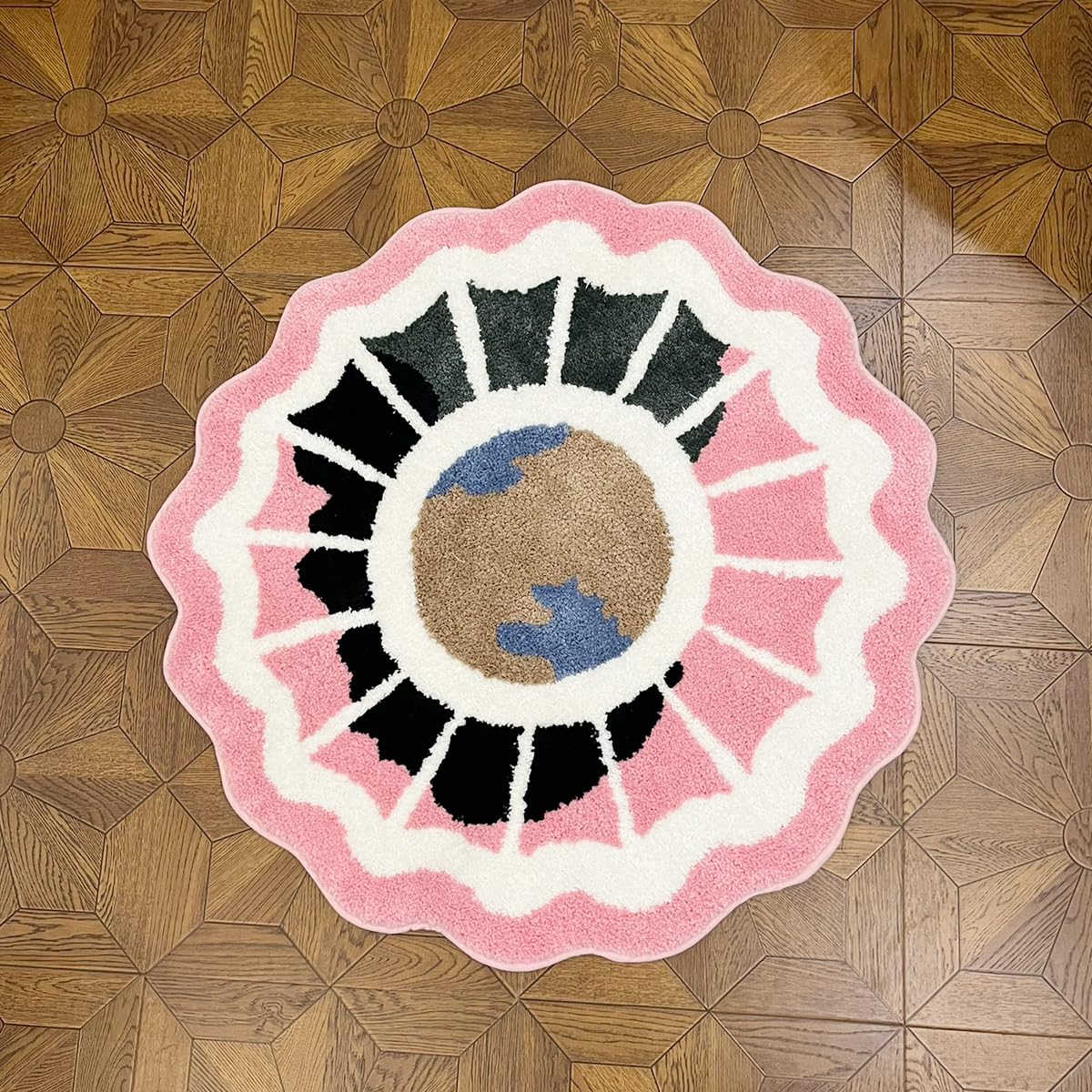 LAKEA Pink Round Tufted Rug Soft Thick Plush Educational Non-Slip Durable Easy Clean Bedroom Friendly Global Decor (35.4X35.4 inch)