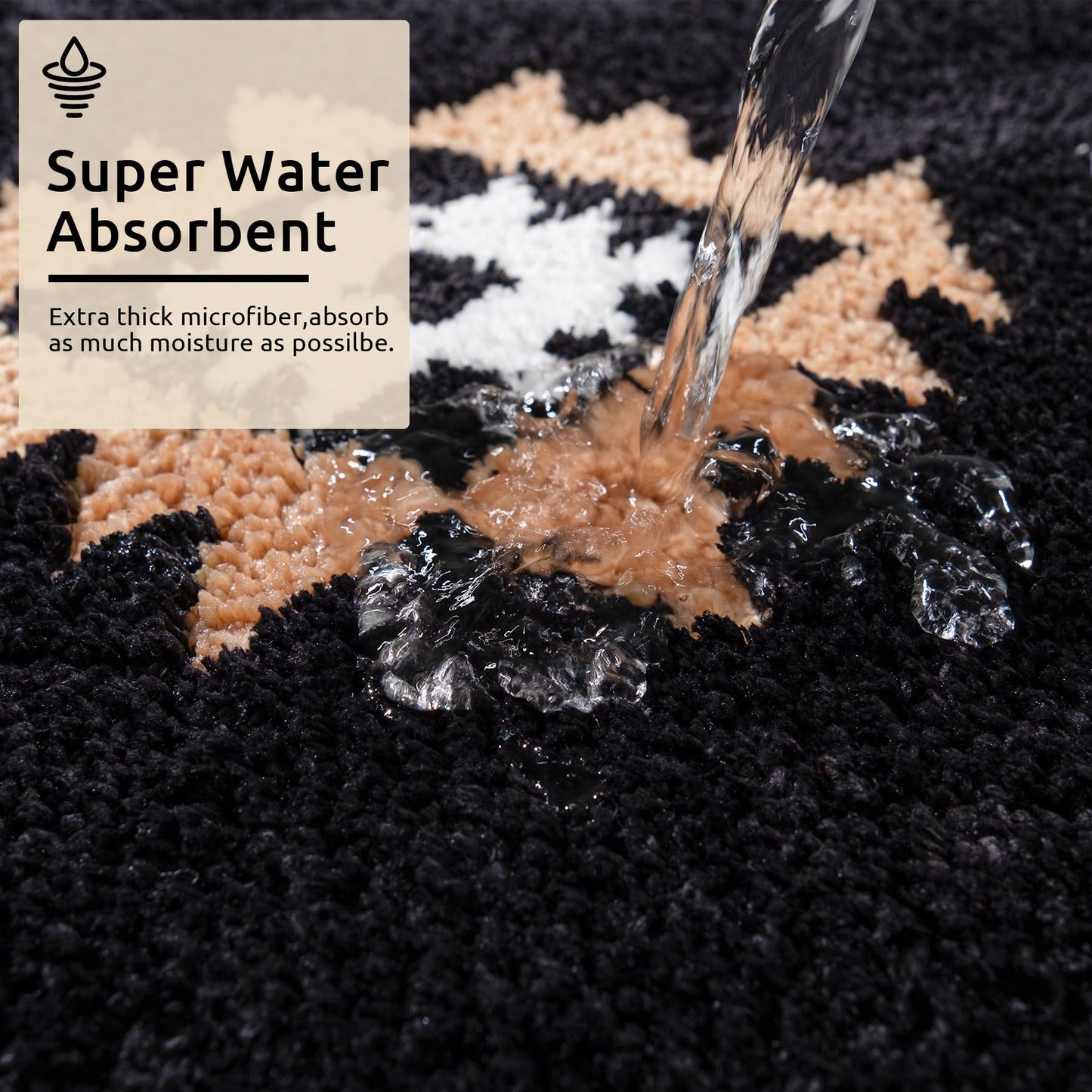 DEXDE Black Bathroom Rugs Mat 20x32, Aztec Boho Bath Rugs Long Western Plush Non Slip Machine Washable Bath Mats Large Luxury Soft Absorbent Modern Carpet for Floor, Tub, Shower, Kitchen, Entryway