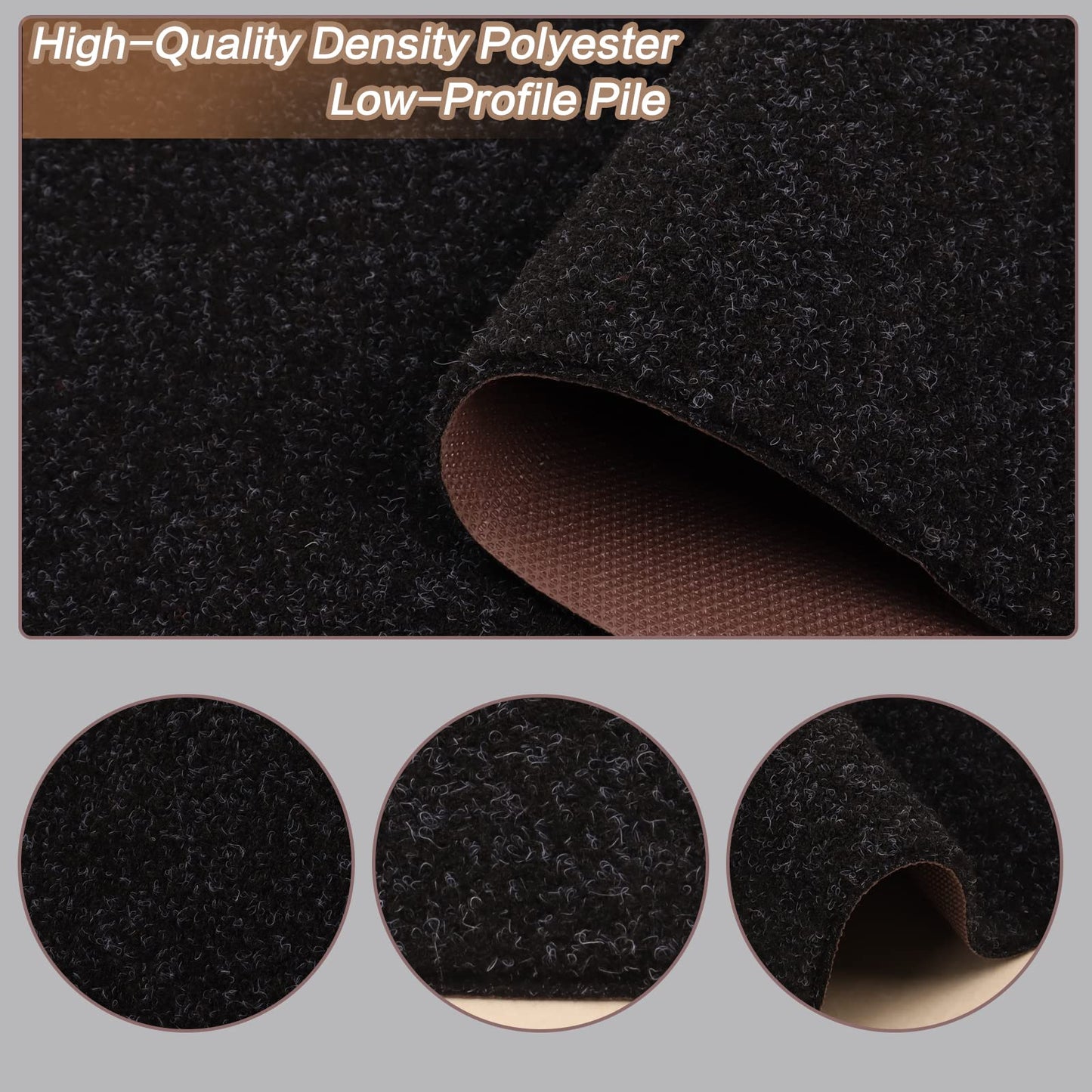2' x 6' Runner Rugs with Rubber Backing, Indoor Outdoor Utility Carpet Runner Rugs, Black, Can Be Used as Aisle for The RV and Boat, Laundry Room and Balcony