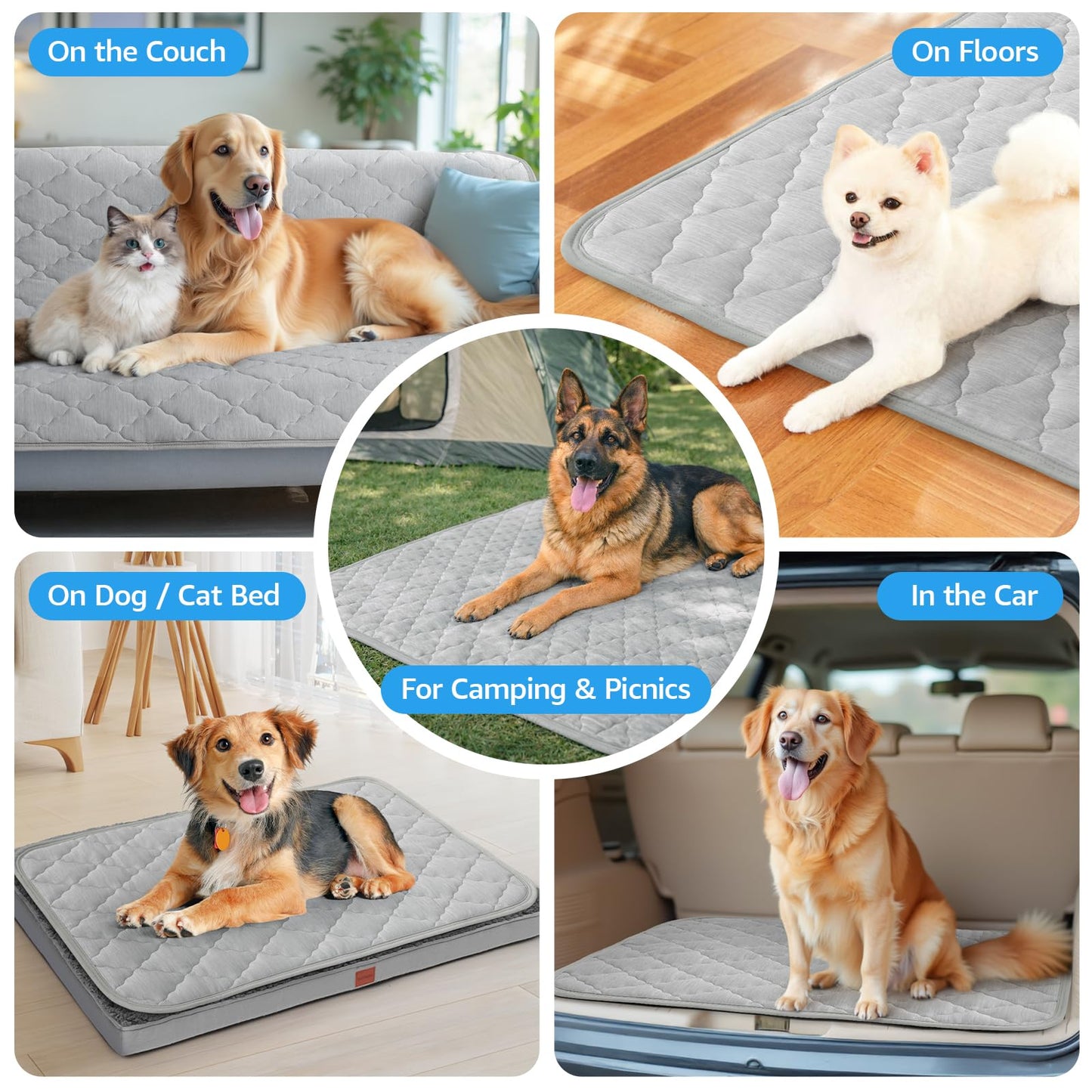 LOOBANI Dog Cooling Mat for Large Dogs 48"x28"- Cooling Pad for Dog, Cool Blanket for Dogs Machine Washable, Pet Cool Mat for Indoor, Outdoor, Couches, Crates, Car Seats for Trips (Grey, 48"x28")