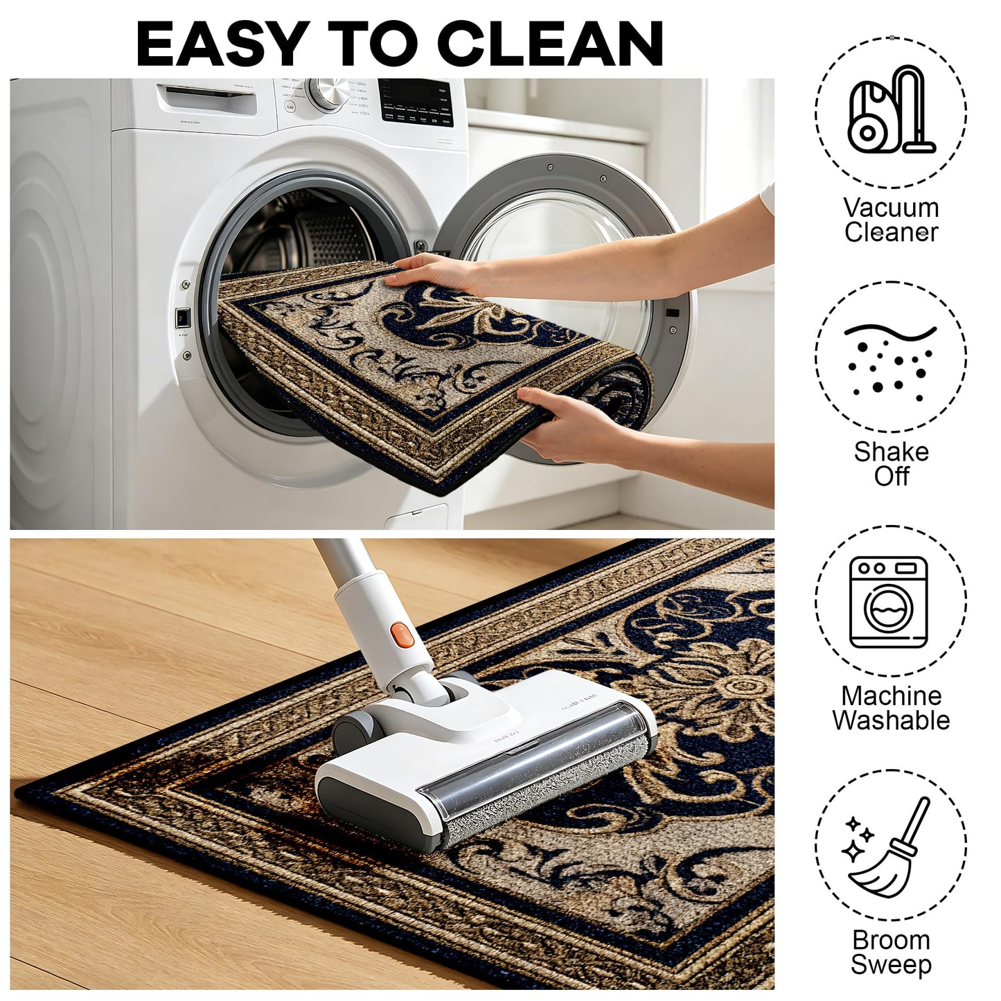 AOHMPT Dirt Trapper Door Mat 23.5"x35.5", Non-Slip Entryway Mat, Washable Stain Resistant Low-Profile Doormat for Front/Back Door, Dog Mat for Muddy Shoes & Wet Paws